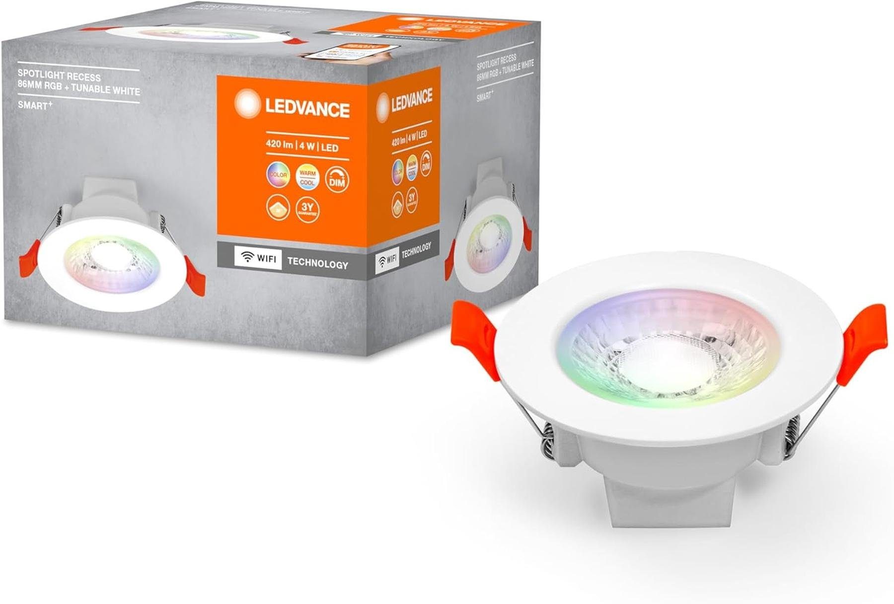 Ledvance LED Deckenspot LEDVANCE LED Spotlight Recess 38°Winkel Dimmbar RGB Farbtemperatur
