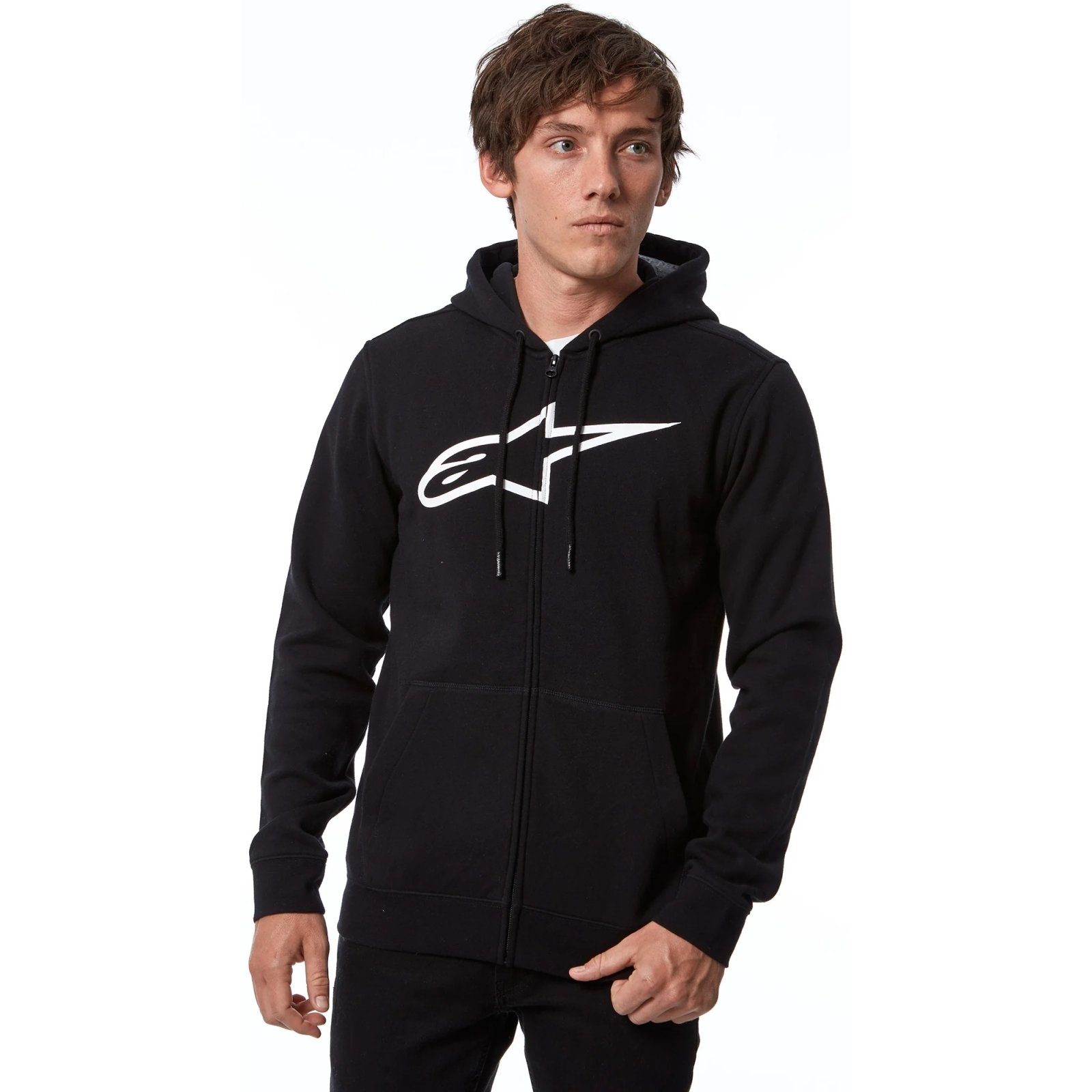 Hoodie Motorradhelm II schwarz/weiß Alpinestars Alpinestars Zip Black/White Ageless