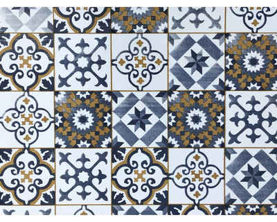 Fußmatte SOFT VINTAGE Bodenbelag Kachel Polyester blau beige 65x100 cm, matches21 HOME & HOBBY, rechteckig, Höhe: 2.2 mm