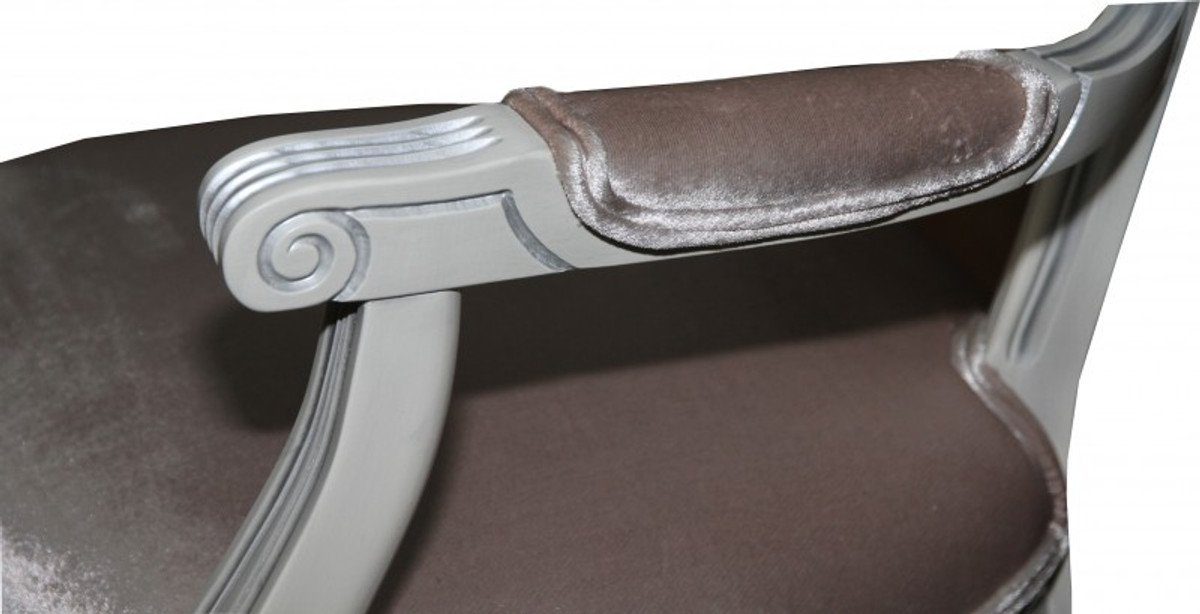 - Padrino Esszimmer Stuhl White Silver Armlehne Barock mit / Designer Stuhl Esszimmerstuhl Casa - / Beige Luxus Qualität