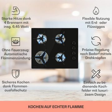 Klarstein Gas-Kochfeld CP12-Trifecta-4 CP12-Trifecta-4, 4 flammen brenner Kochfelder Gaskochfelder