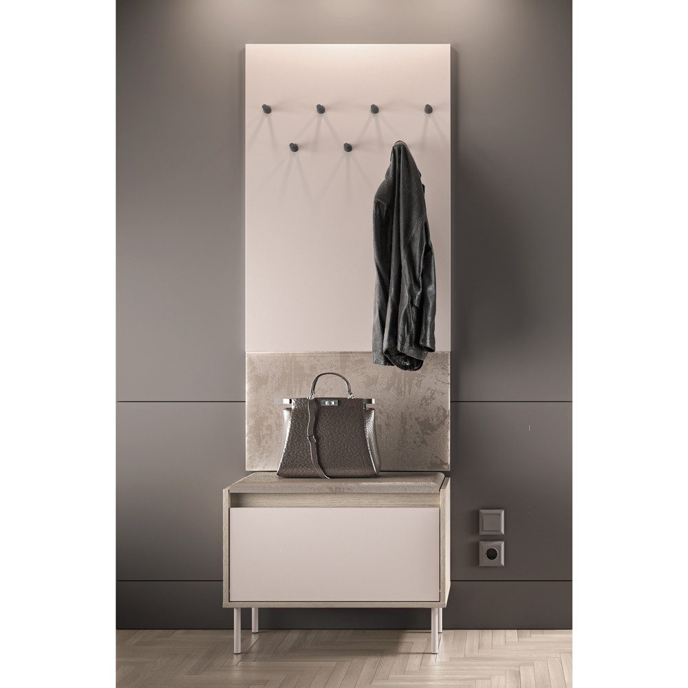 Lomadox Garderoben-Set VITTORIA-131, (Spar-Set, 2-St., Wandpaneel Schuhbank), in Kaschmir, mit Polsterung