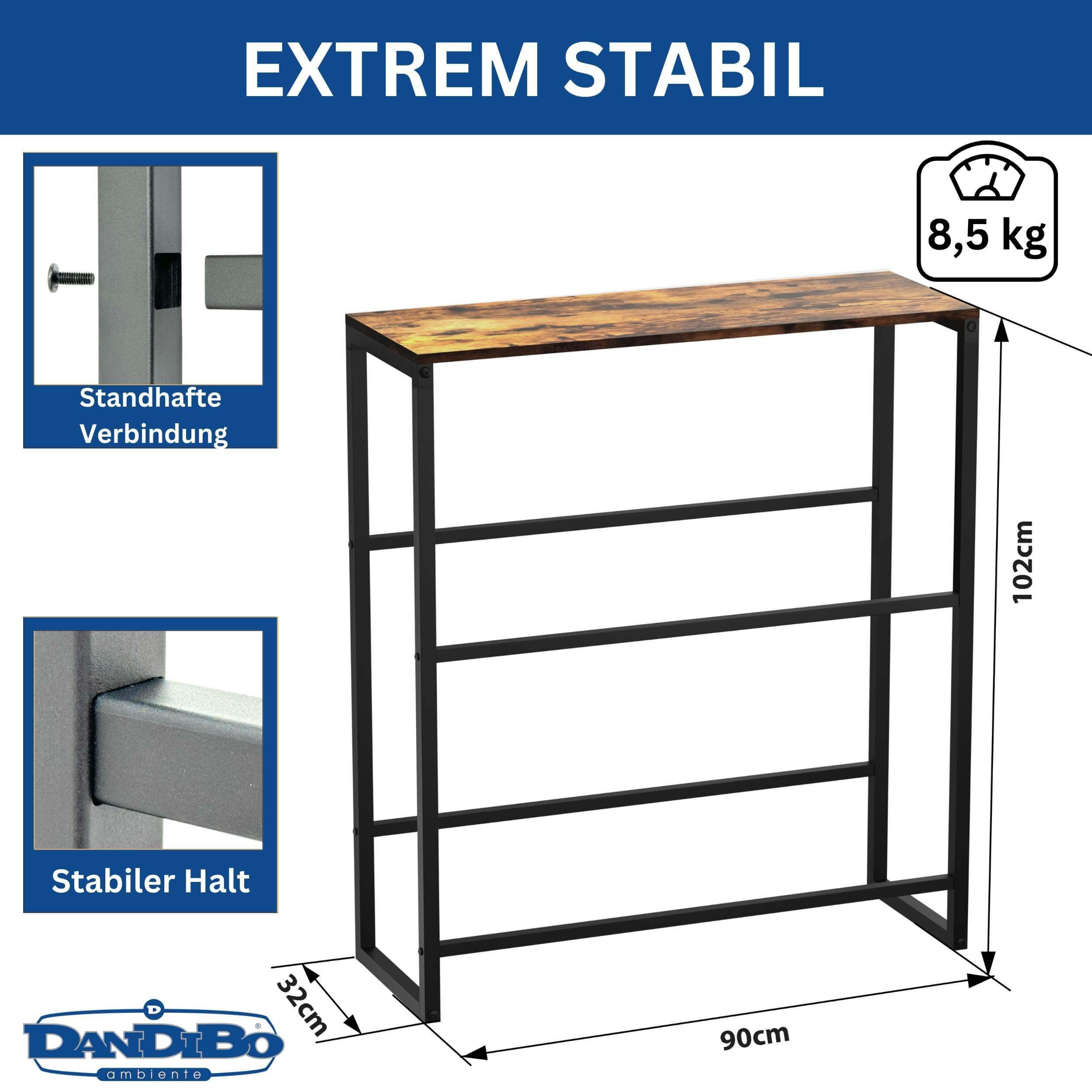 DanDiBo Standregal Getränkekistenregal 4 Kisten Schwarz Metall mit Holzabla günstig online kaufen