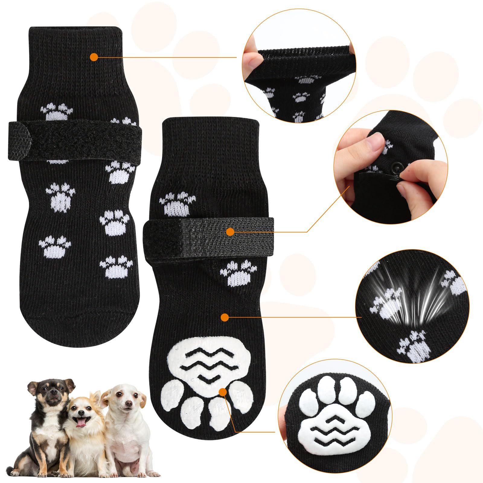 Ledander Pfotenschutz 4er-Set rutschfeste doppelseitige Hundesocken, Hunde-Pfotenschutz, (4-tlg), geeignet für kleine, mittlere und große Hunde