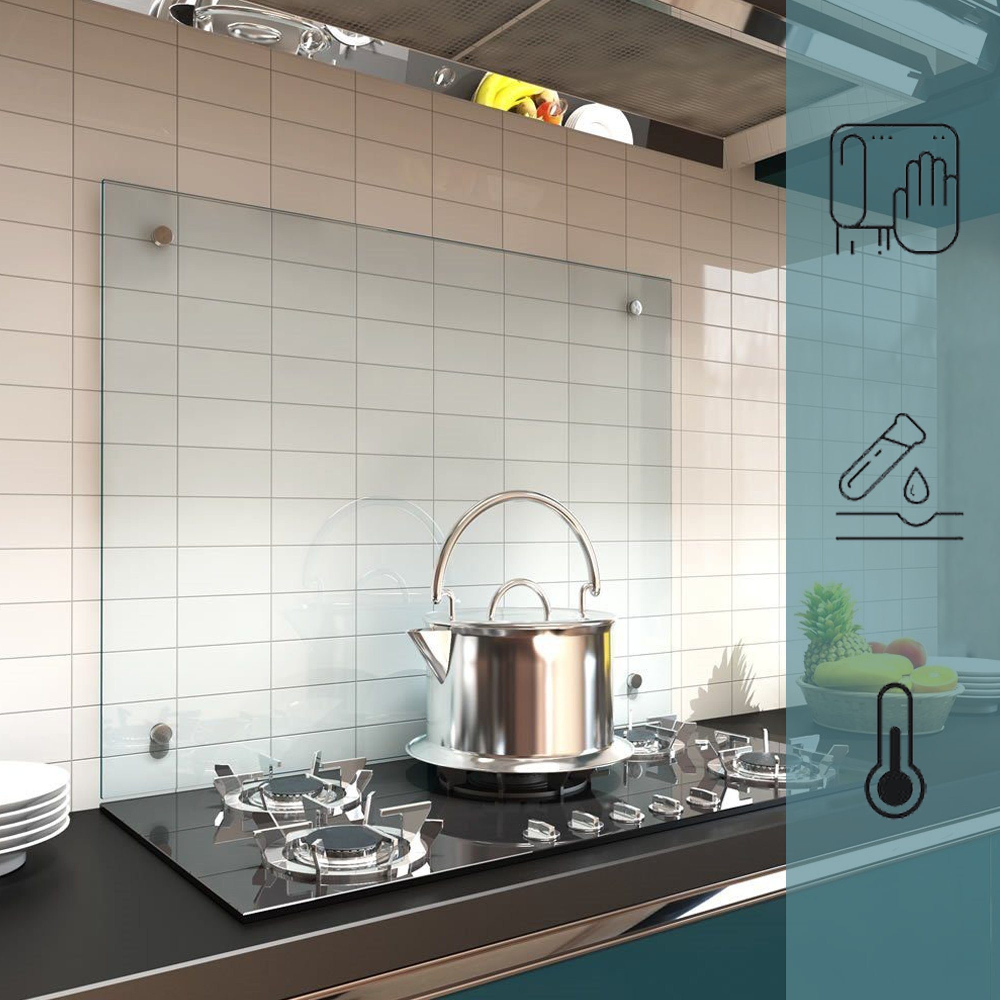 Melko Küchenrückwand Glasrückwand Herdspritzschutz Sicherheitsglas inkl. Mo günstig online kaufen