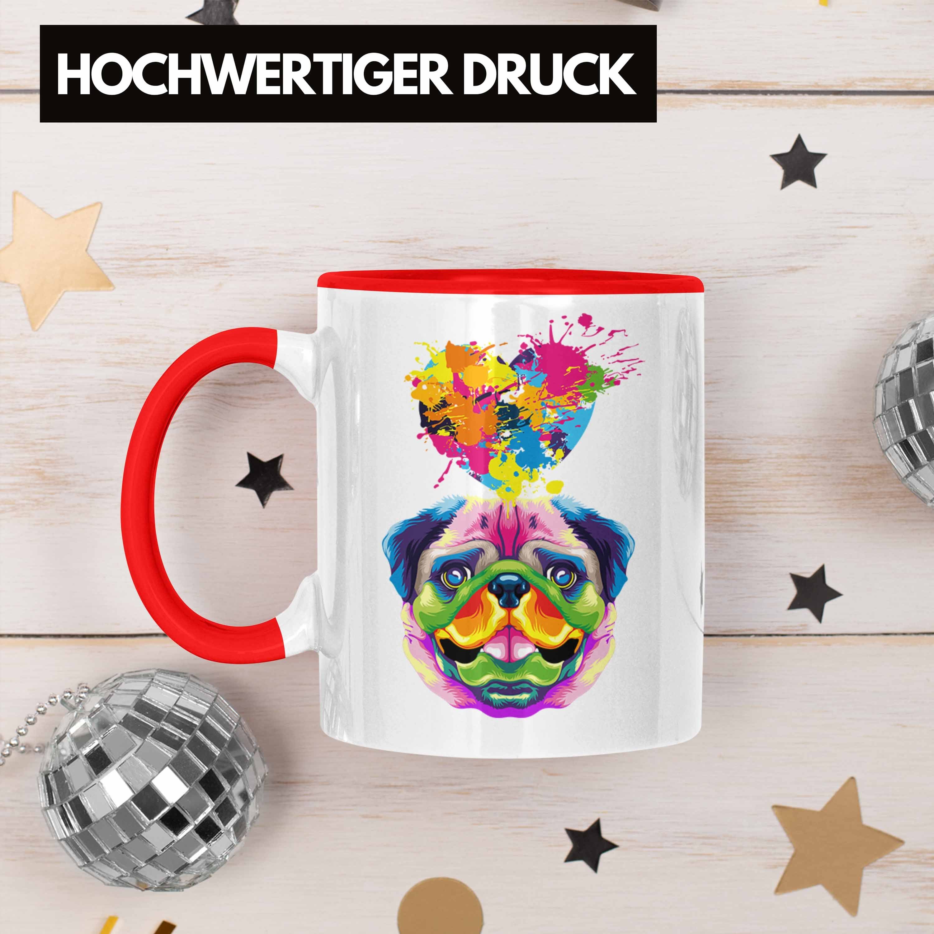 Herz Tasse Tasse Spruch Besitzer Farbe Mops Rot Trendation Geschenkidee M Geschenk Lustiger