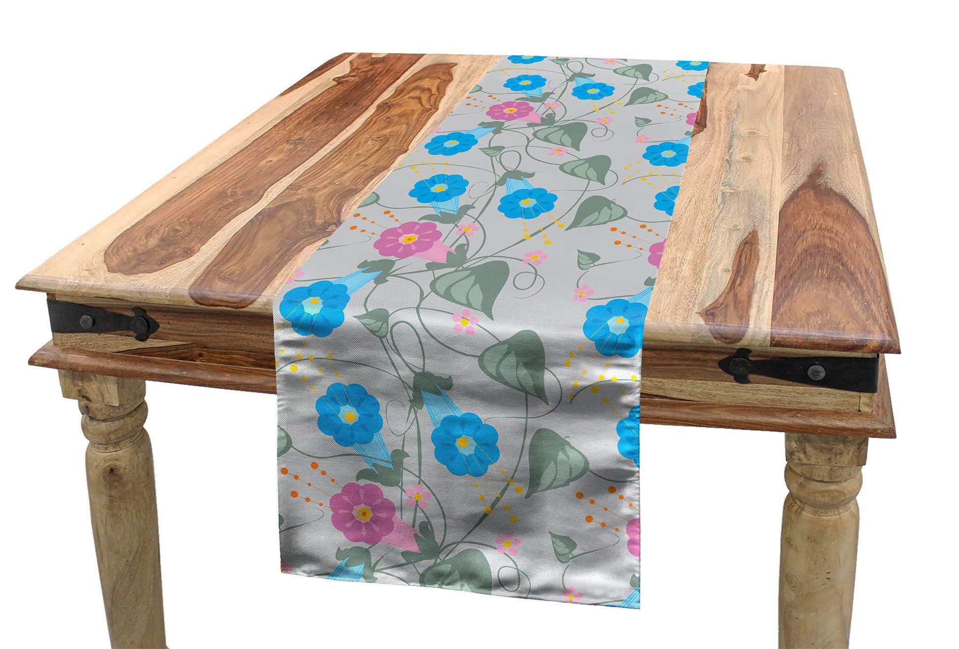 Abakuhaus Tischläufer Esszimmer Küche Rechteckiger Dekorativer Tischläufer, Blumen Winde Kletterpflanzen