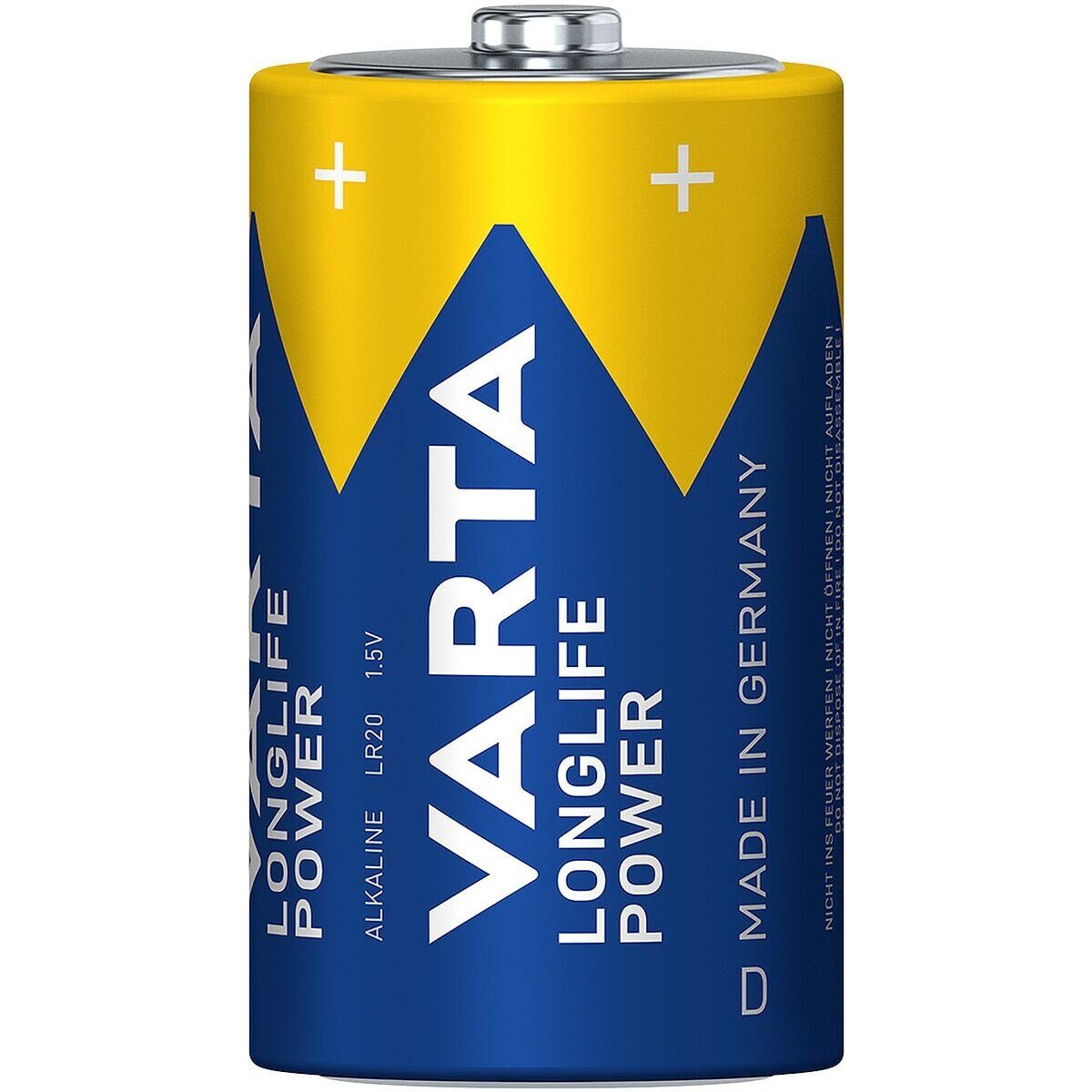 VARTA LONGLIFE Power Batterie, (1.5 V, 2 St), Mono / D / LR20, 1,5 V, Alkali