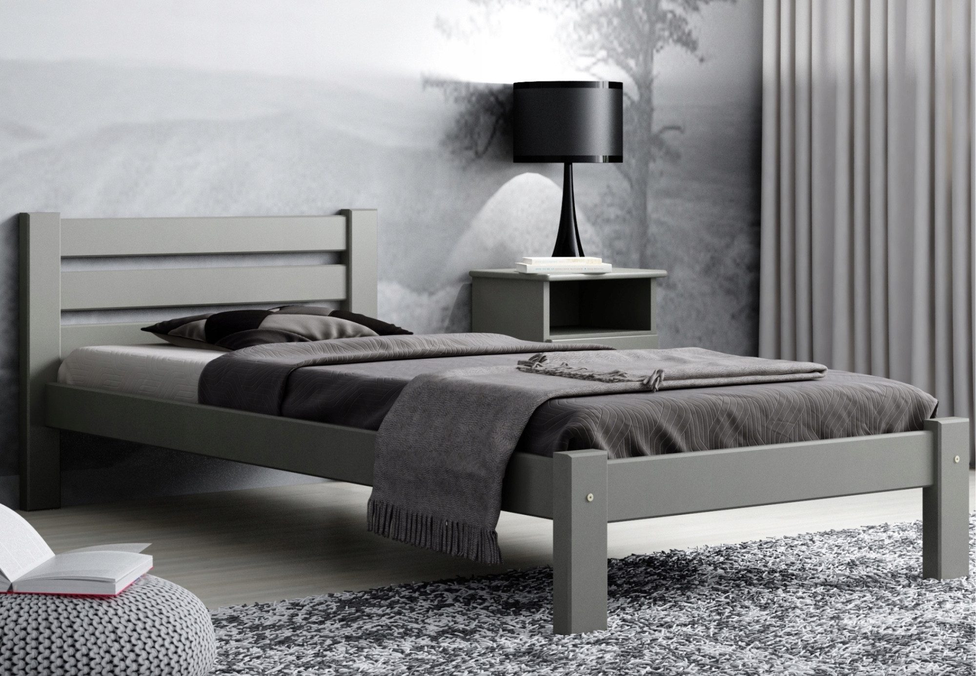 Home Collective Holzbett Einzelbett Massivholz Bett mit Massive Bettbeine & günstig online kaufen