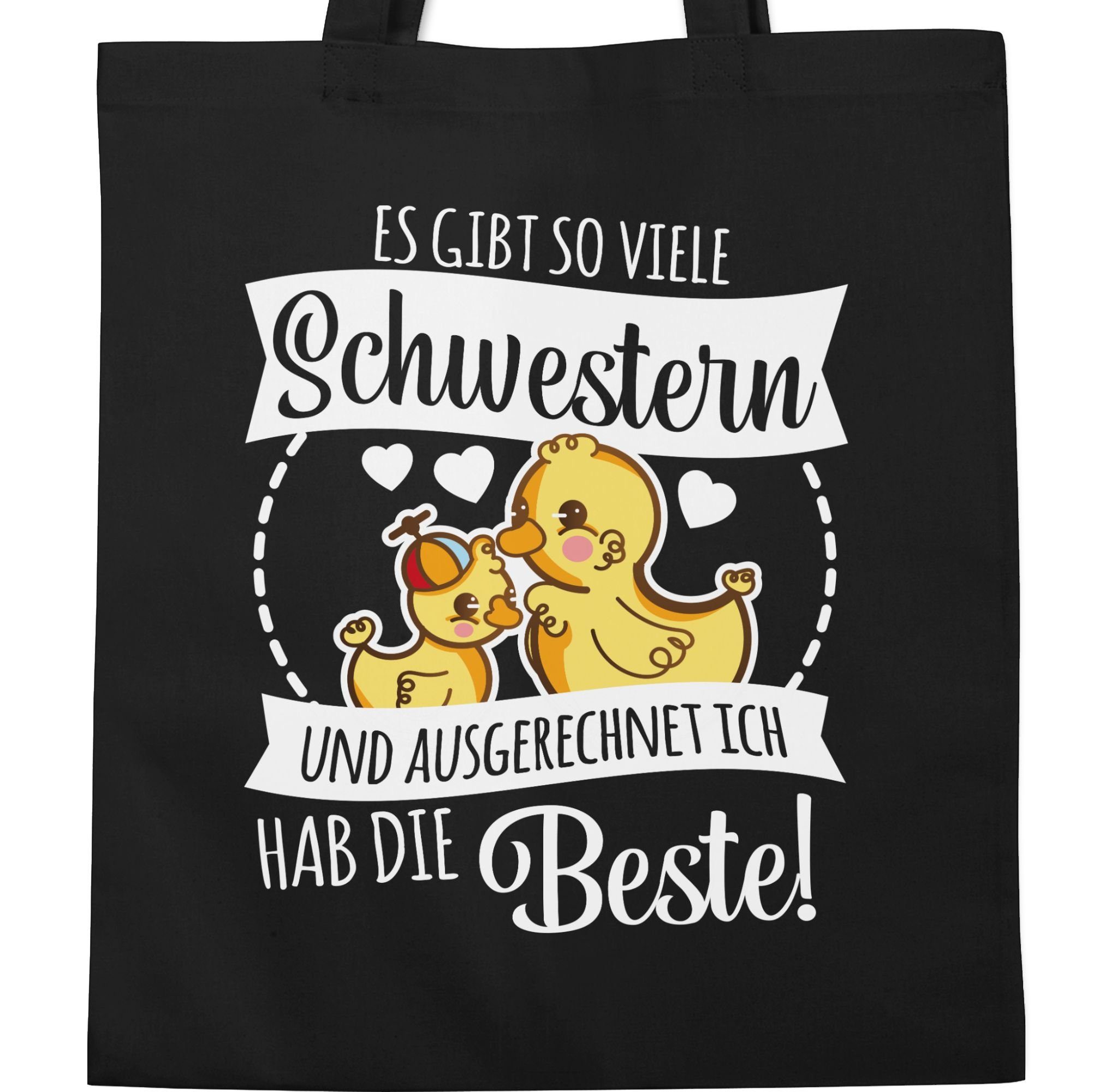 ich mit und 2 Schwester Shirtracer Es Schwarz gibt Schwestern ausgerechnet die viele Geschwister so Ent, Umhängetasche beste Geschenk hab