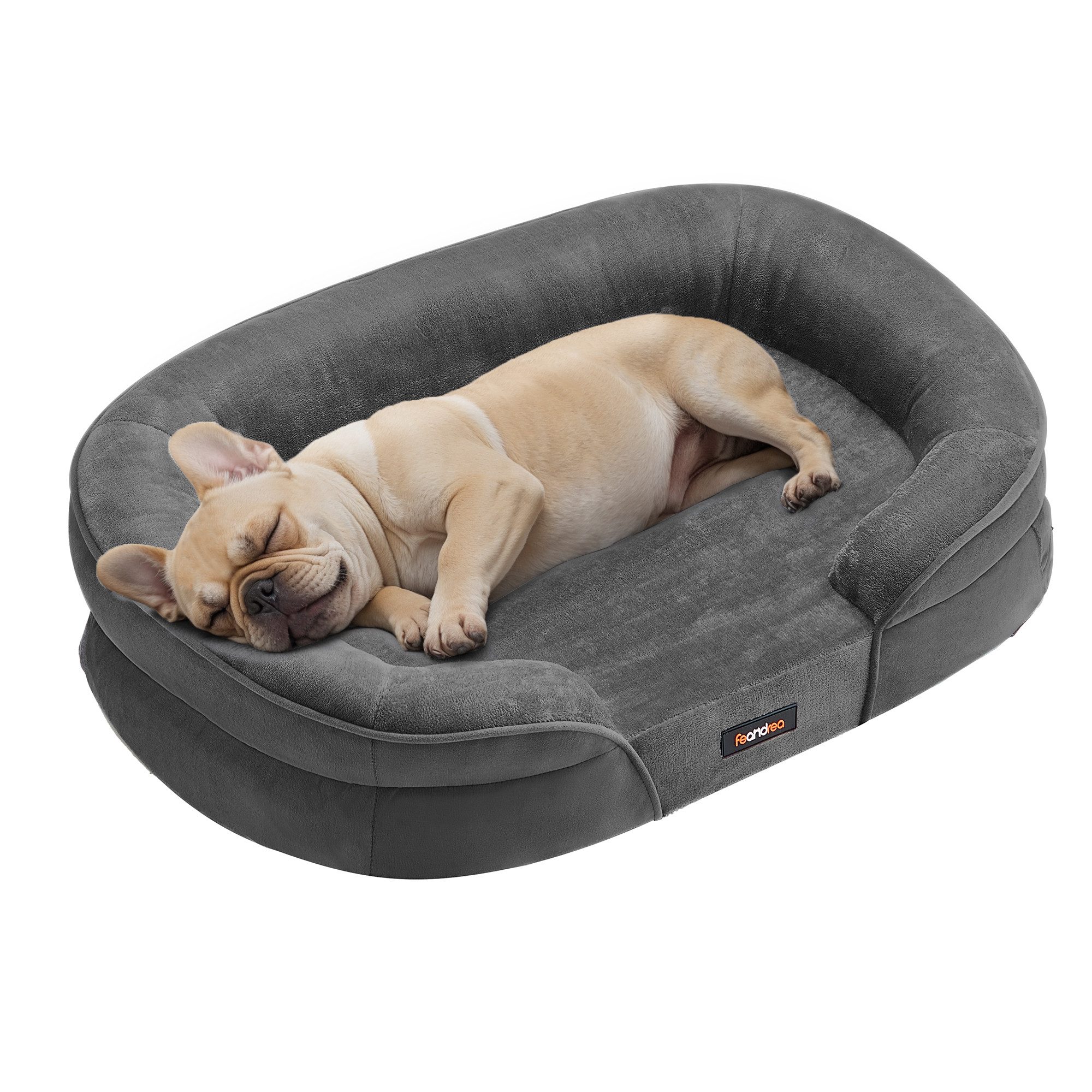 FEANDREA Tierbett, Hundebett, Hundekissen,wasserdicht, erhöhte Ränder, waschbarer Bezug