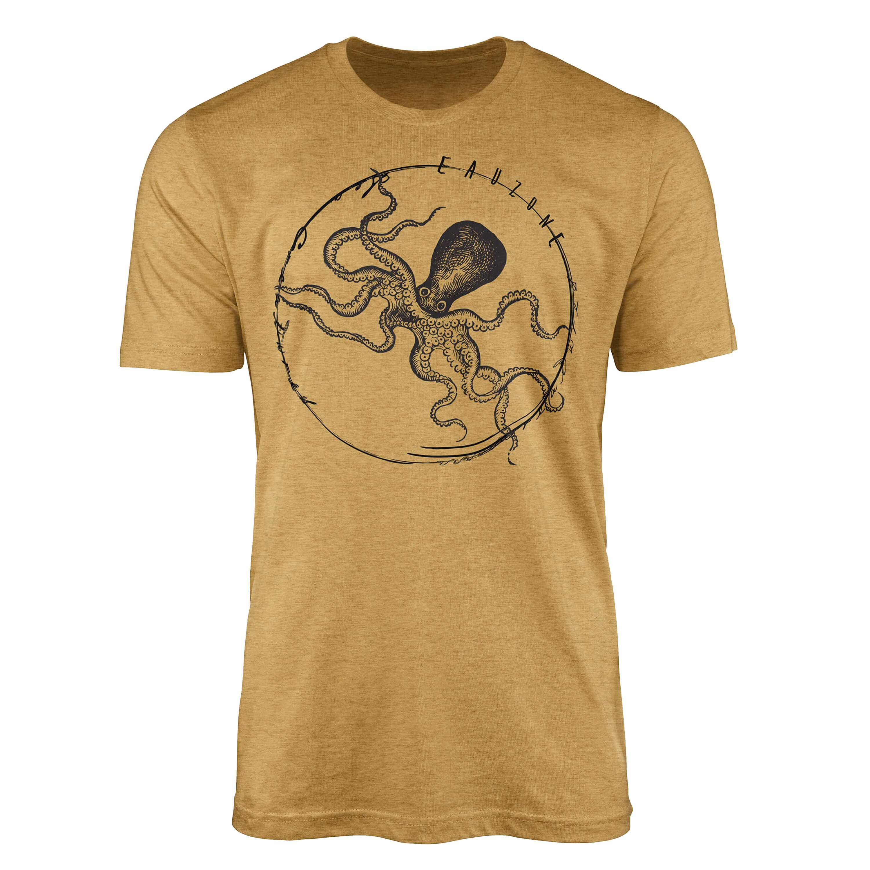 feine Struktur Art Antique Tiefsee / T-Shirt Schnitt Creatures, 084 Sinus T-Shirt Sea Gold Sea - sportlicher und Serie: Fische