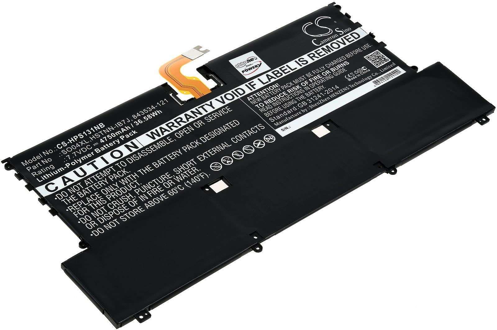 Powery Akku für HP Spectre 13-V103NX Laptop-Akku 4750 mAh (7.7 V)