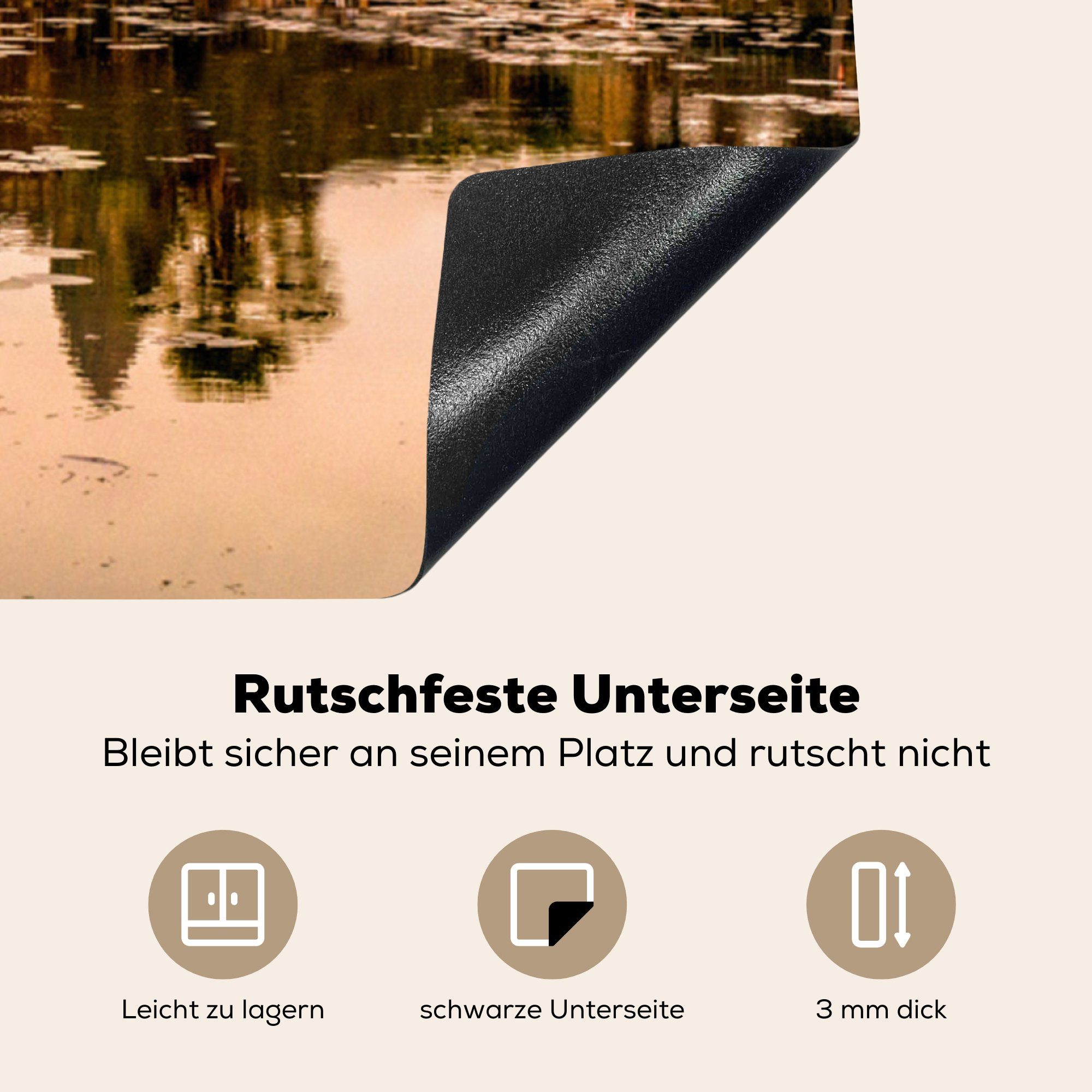 MuchoWow Herdblende-/Abdeckplatte Sonnenuntergang über Angkor cm, 78x78 tlg), Ceranfeldabdeckung, Vinyl, Wat, für (1 Arbeitsplatte küche