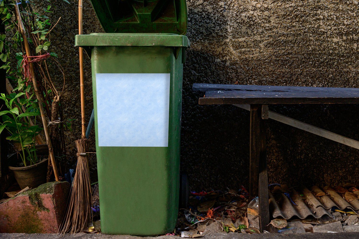 Leder - Wandsticker Mülltonne, Abfalbehälter St), Container, (1 MuchoWow Textur - Sticker, Tiere Mülleimer-aufkleber,