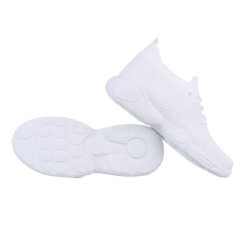 Ital-Design Kinder Low-Top Freizeit Sneaker Flach Freizeitschuhe in Weiß