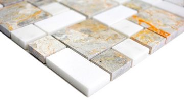 Mosani Mosaikfliesen Marmor Mosaik Fliese anthrazit weiss rost Kombination