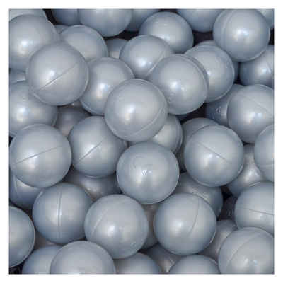 LittleTom Bällebad-Bälle 50 Bälle für Bällebad 5,5cm Babybälle Plastikbälle, Spielbälle silber