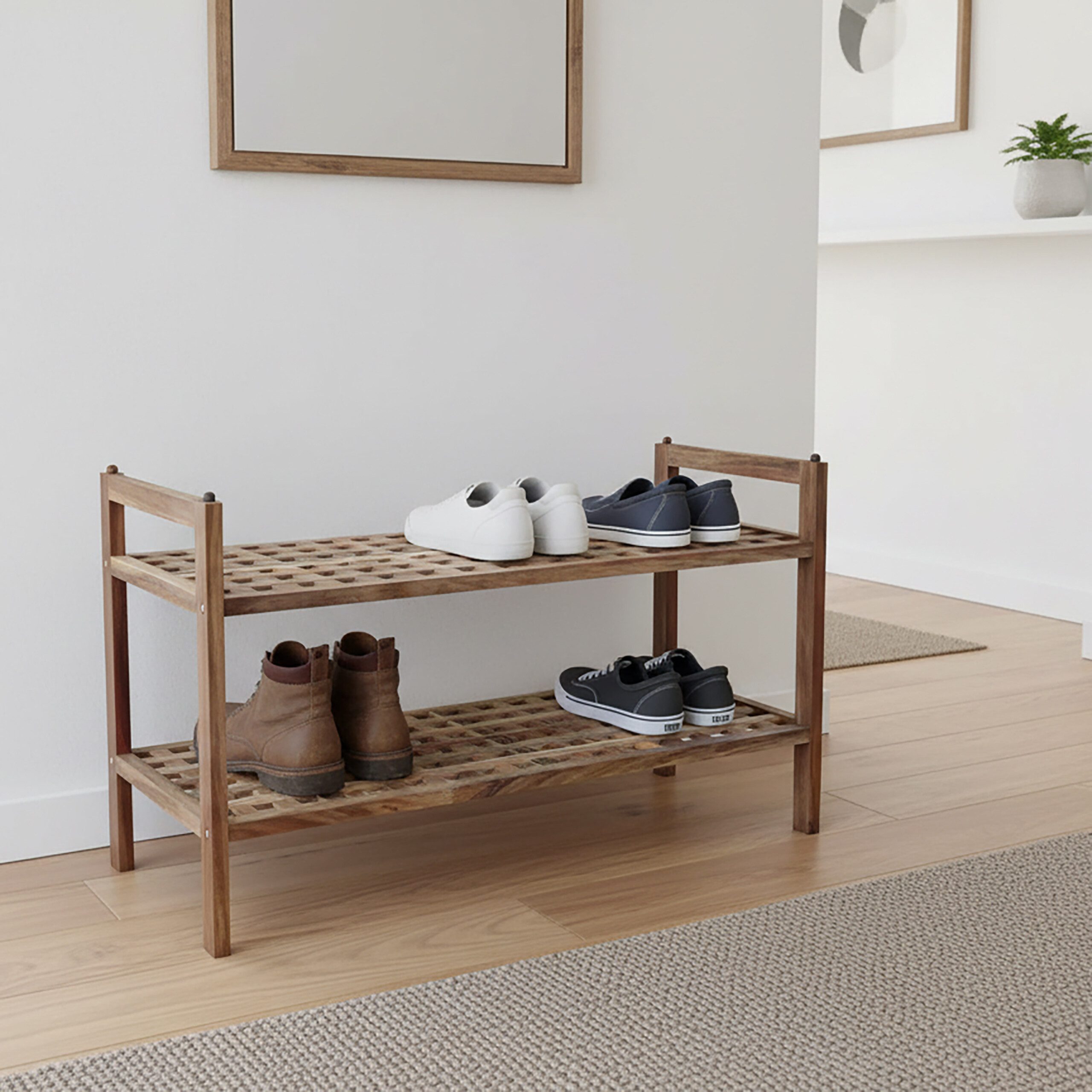 relaxdays Schuhregal aus Akazie mit 2 Ebenen, 1-tlg. – Bild 2 von 5