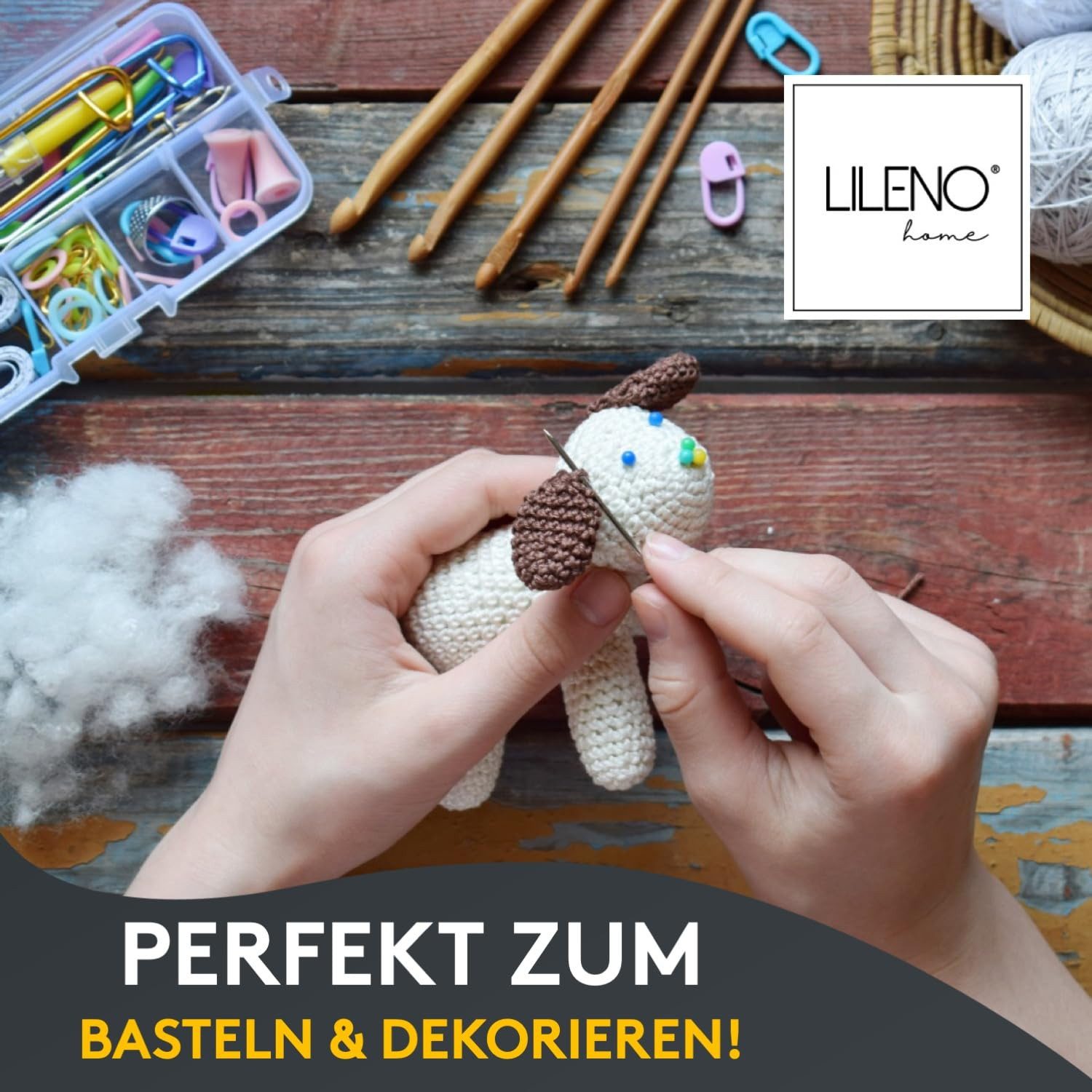 LILENO HOME Kissenfüllung Füllwatte im Vlies Beutel - für Kuscheltiere, Kissen, Basteln, 3.000 g Füllmaterial - waschbar bis 95 °C - als Watte o. Bastelwatte