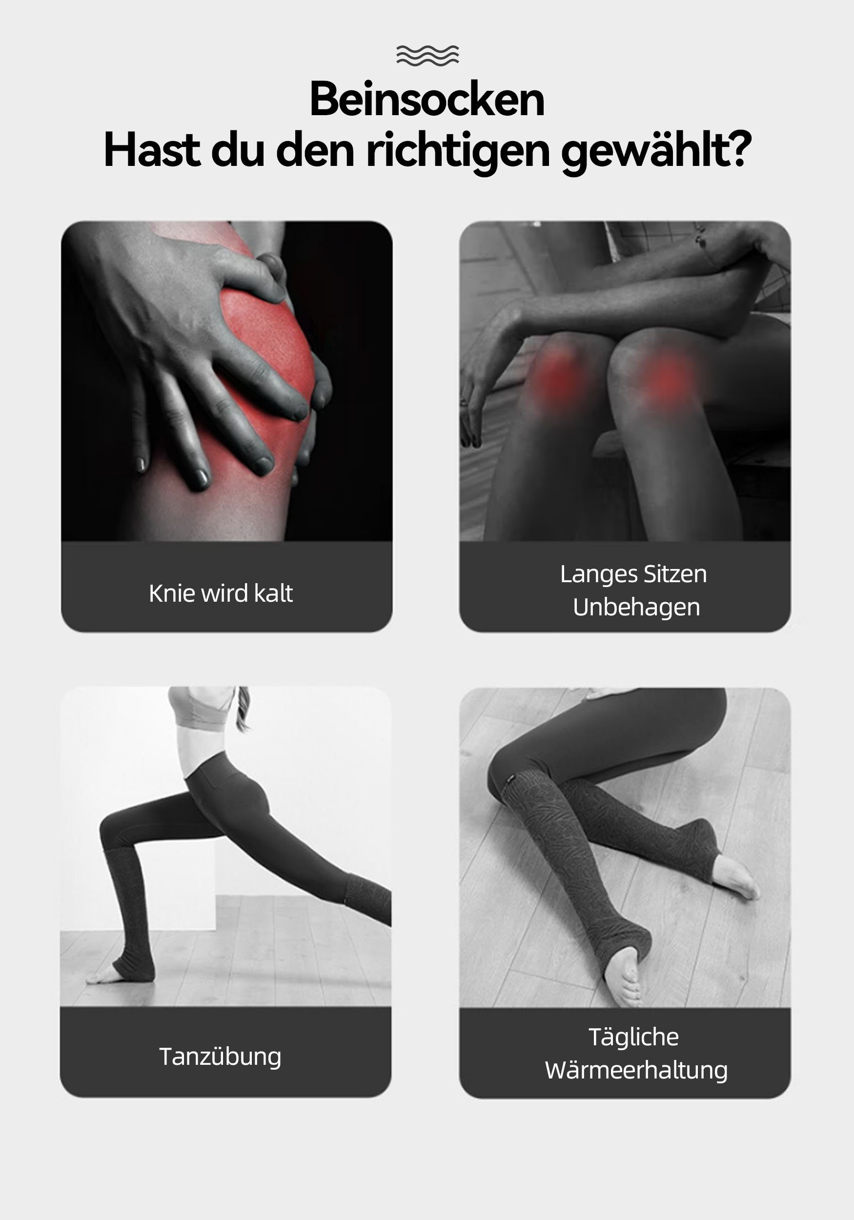 Knie Damen über Lange Beinstulpen Stretch-Stricksocken Ballett, Schwarz MAGICSHE (1-Paar) Kniestrümpfe für
