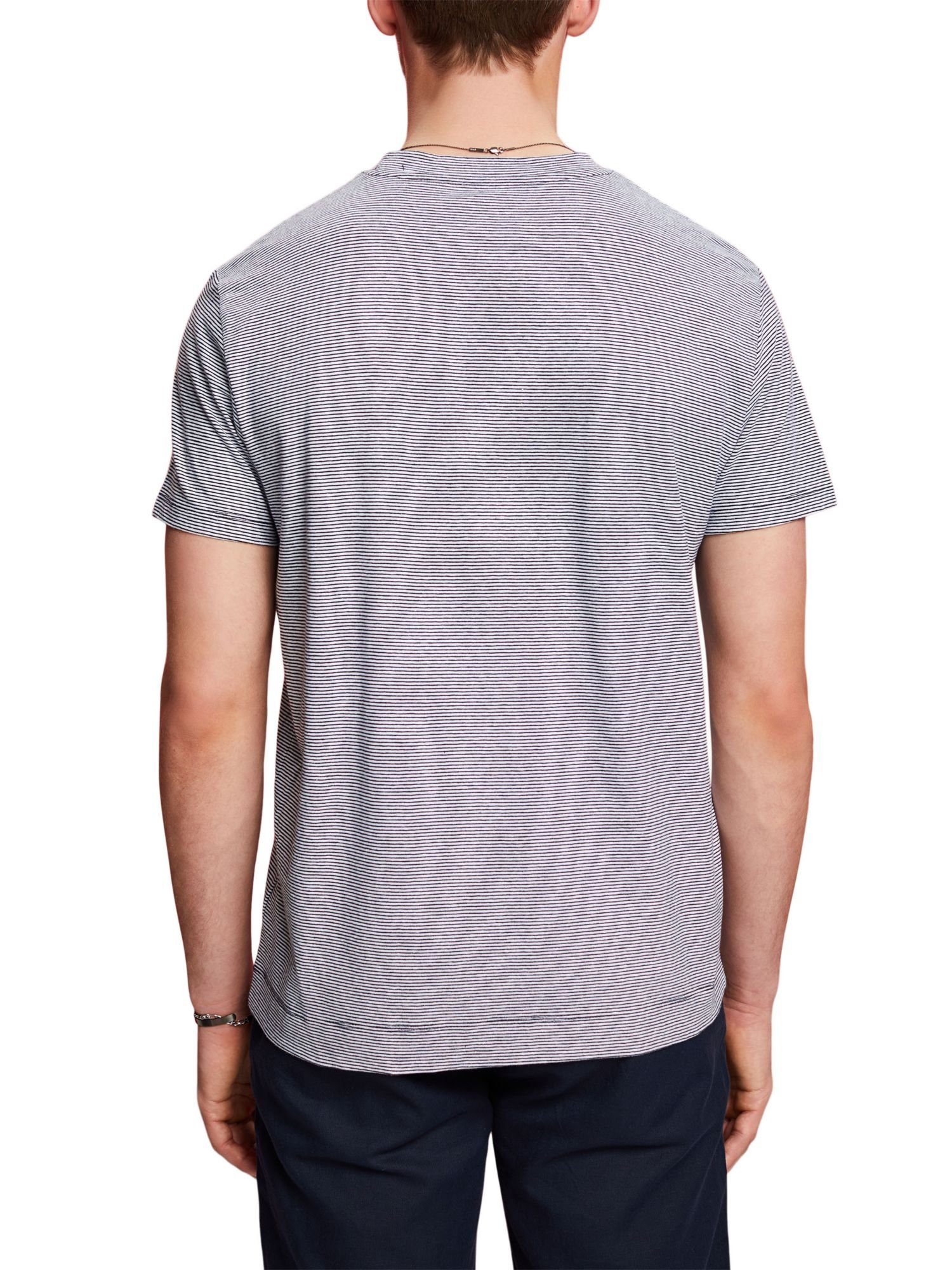 Collection Jersey Esprit T-Shirt, T-Shirt Gestreiftes (1-tlg) Baumwolle-Leinen-Mix NAVY