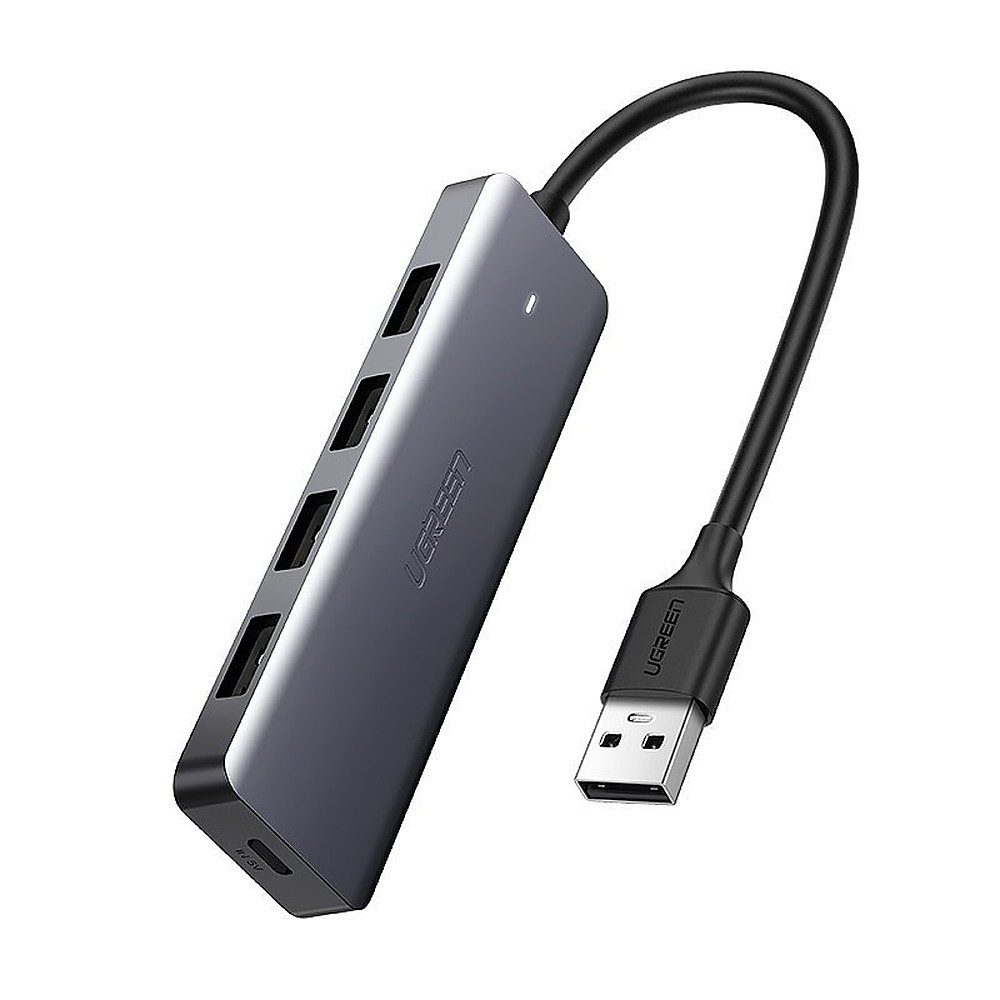 UGREEN USB-Verteiler USB-Hub Anschlusserweiterung Mehrfachverteiler (Spar-Set, 1-St., 11 x 3 x 1 cm kompakt), 4x USB 3.2 Gen 1, 5 Gbit/s, Micro-USB-Stromzufuhr