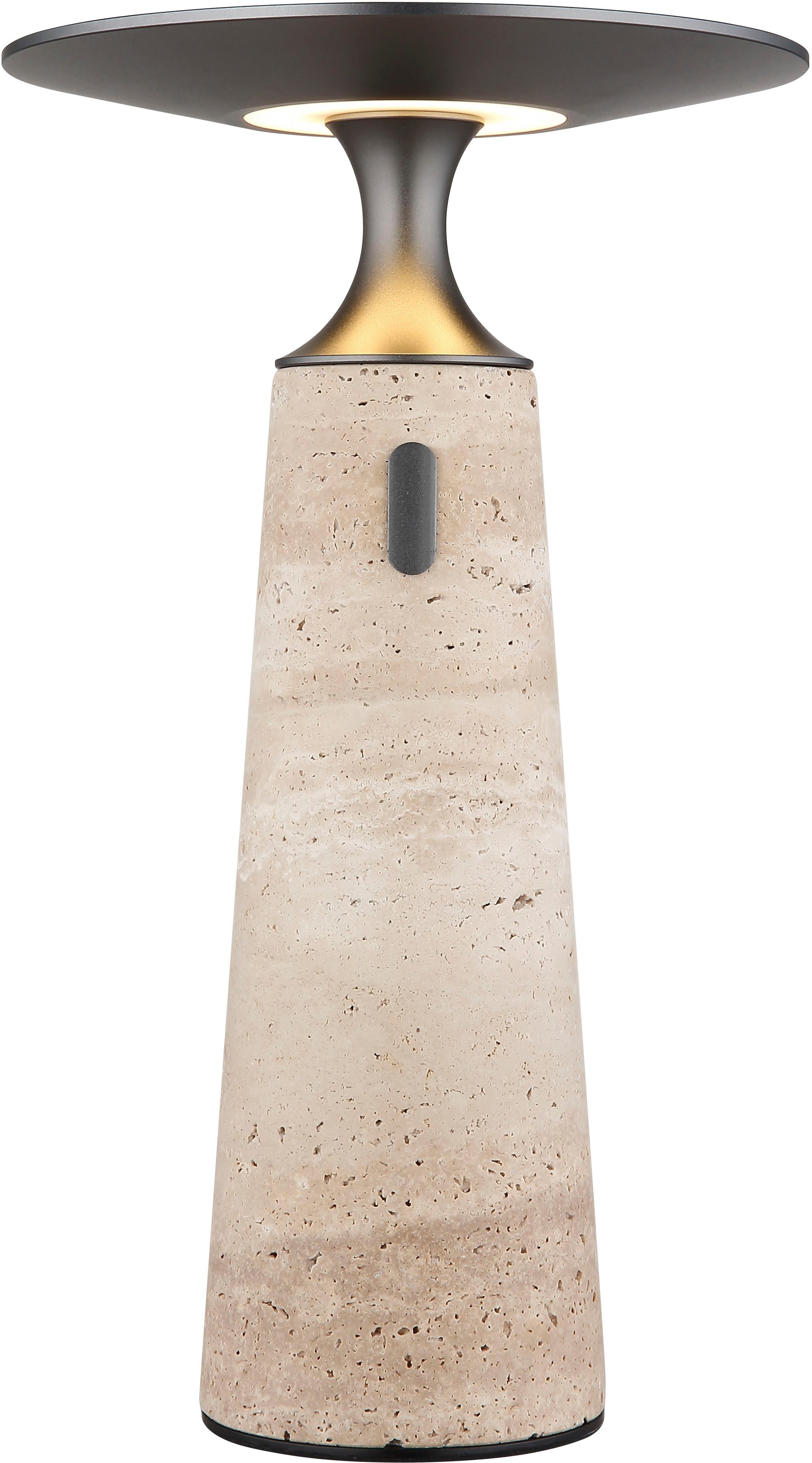 GLOBO LIGHTING LED Tischleuchte TRAVERTIN, Memoryfunktion, Timerfunktion, LED fest integriert, Warmweiß, Travertinstein Sockel