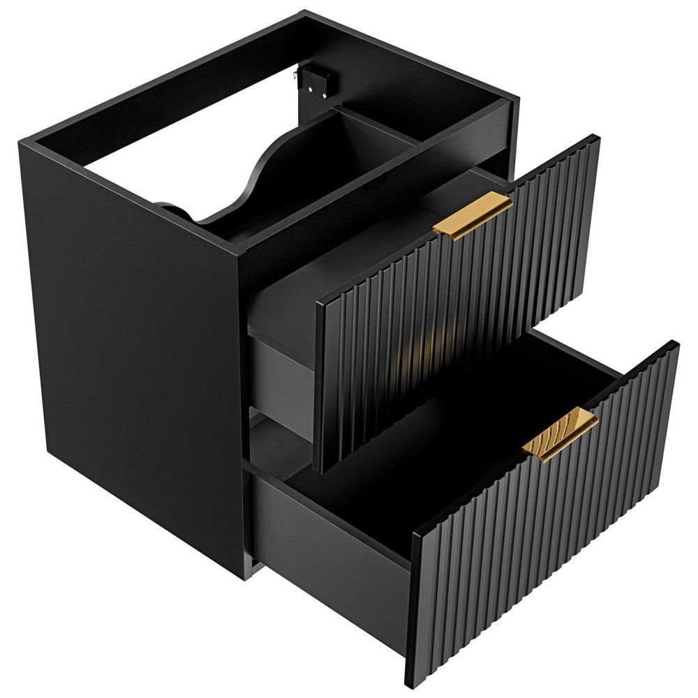 Lomadox Waschbeckenschrank ADELAIDE-56-BLACK schwarz mit gerilllter günstig online kaufen