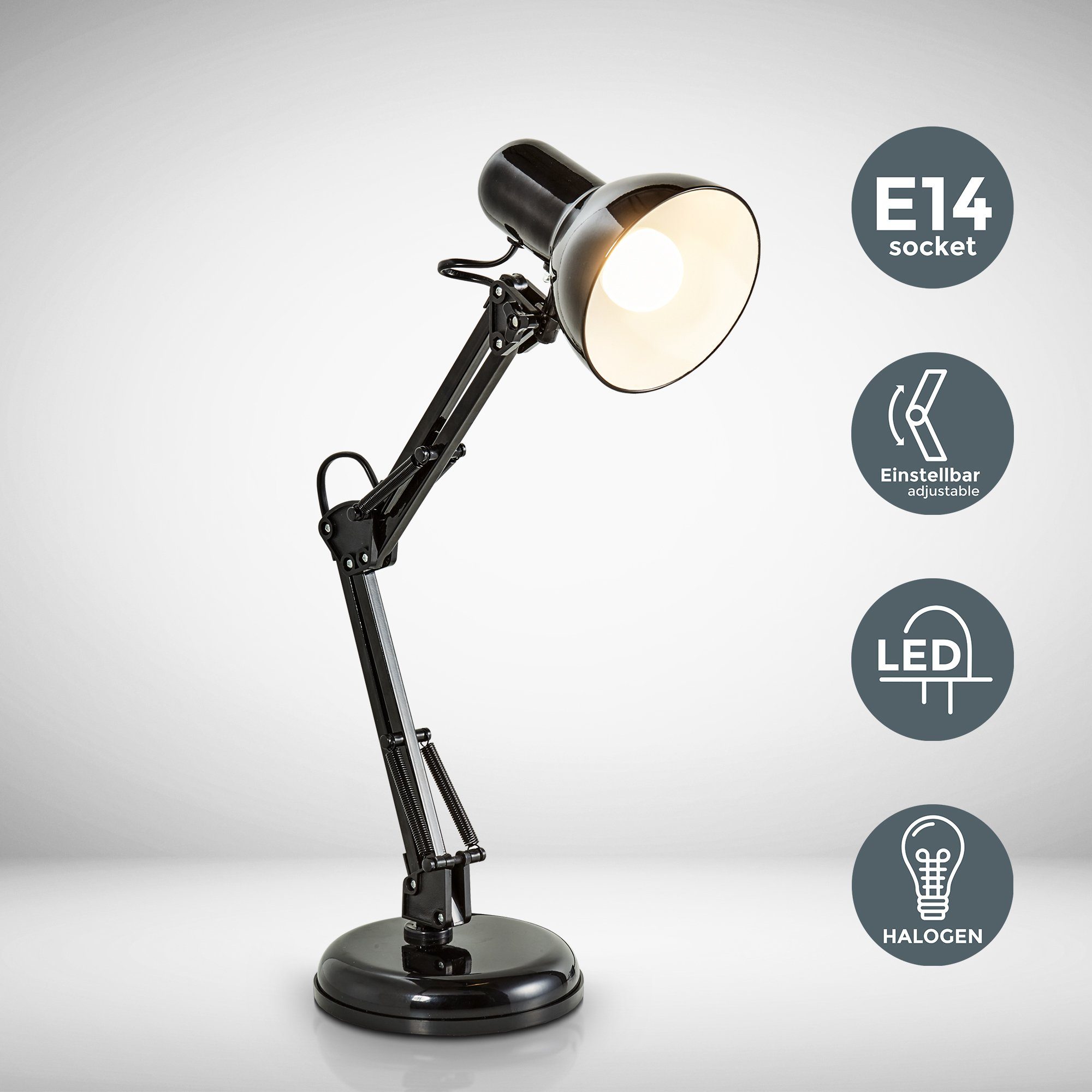 B.K.Licht Schreibtischlampe Draco, ohne Leuchtmittel, Tischlampe, günstig online kaufen