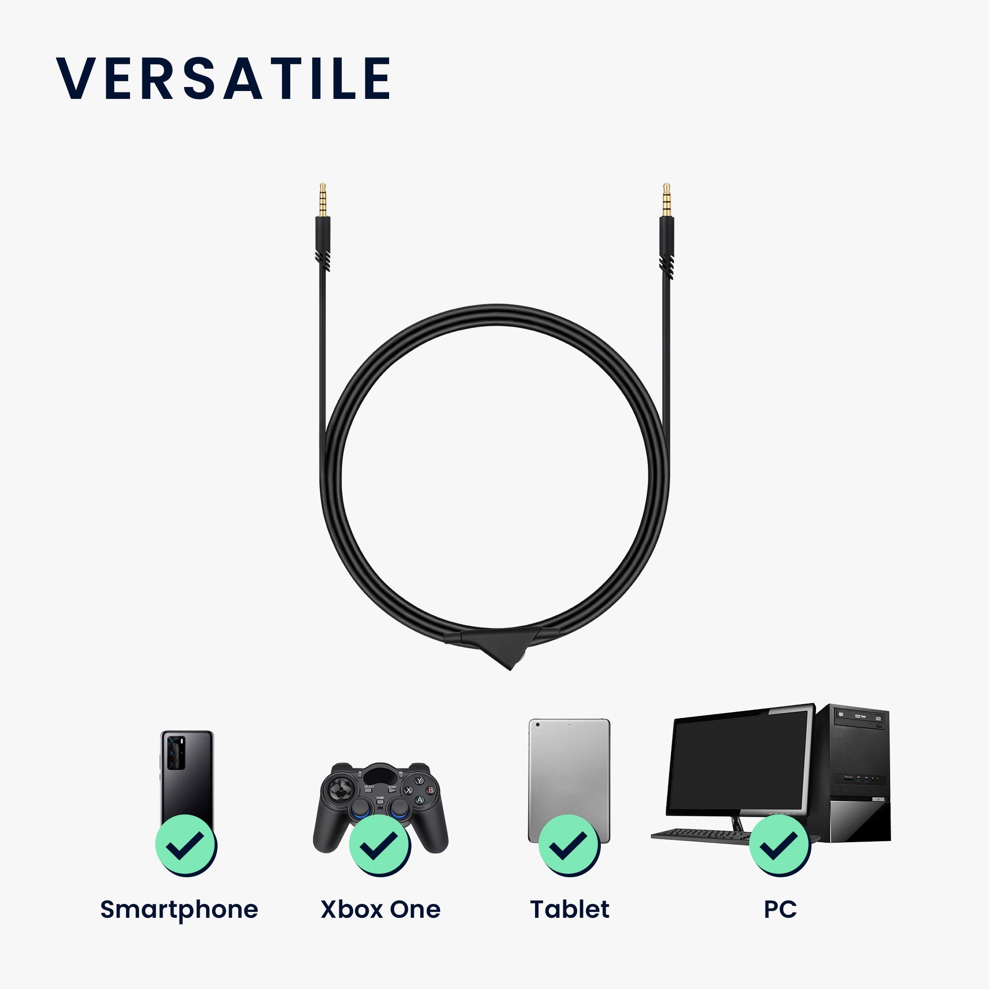 kwmobile Kopfhörerkabel für Logitech Astro A50 / A40TR / A40 / A30 / A10 Audio-Kabel, (24.00 cm), AUX Klinke Ersatz Kabel – Bild 5 von 5