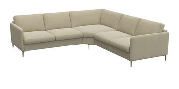 FLEXLUX Ecksofa Fiore, schmale Armlehnen, Kaltschaum, Füße Alu+ Eiche