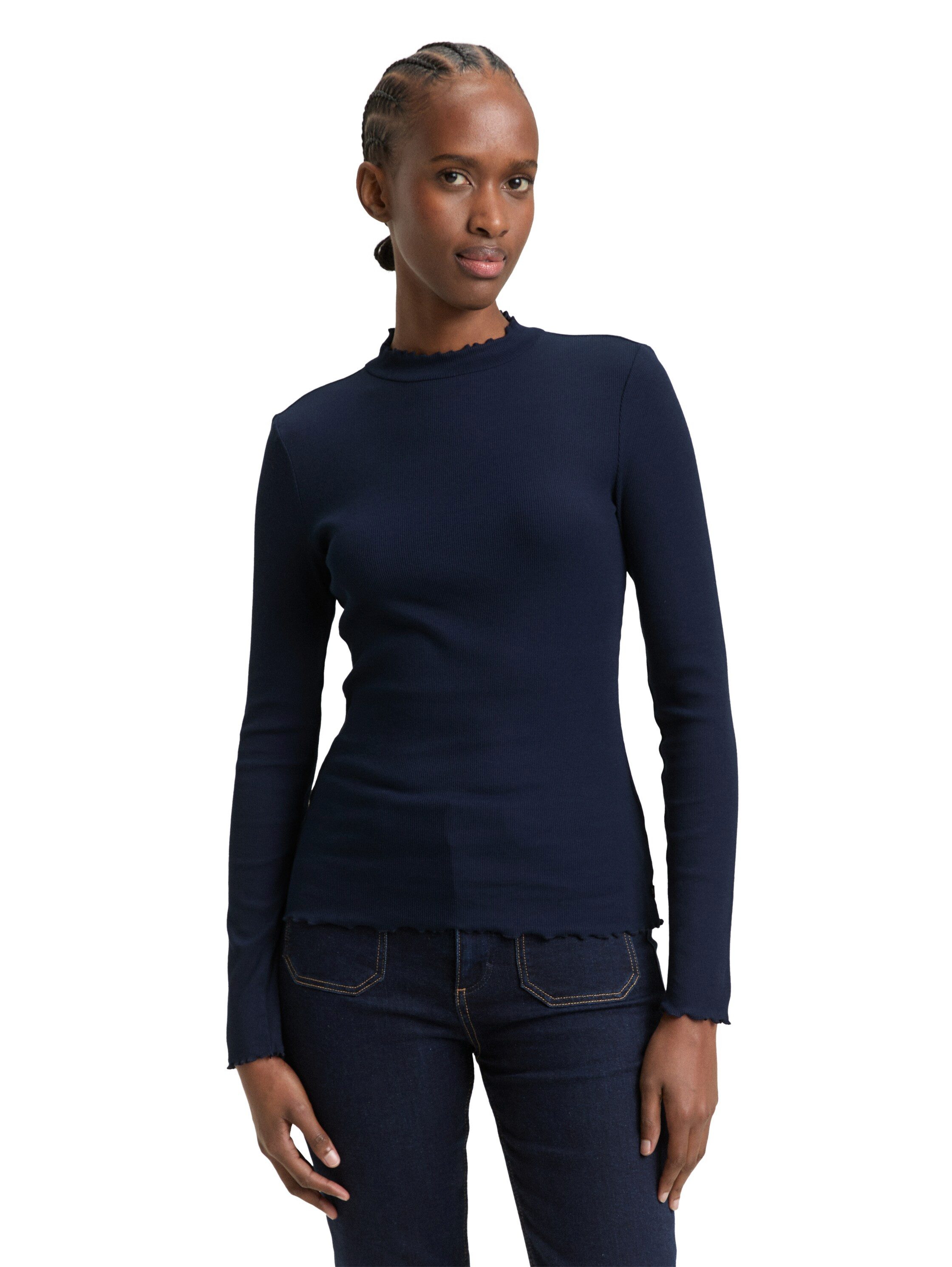 TOM TAILOR Denim Langarmshirt in Ripp-Optik günstig online kaufen