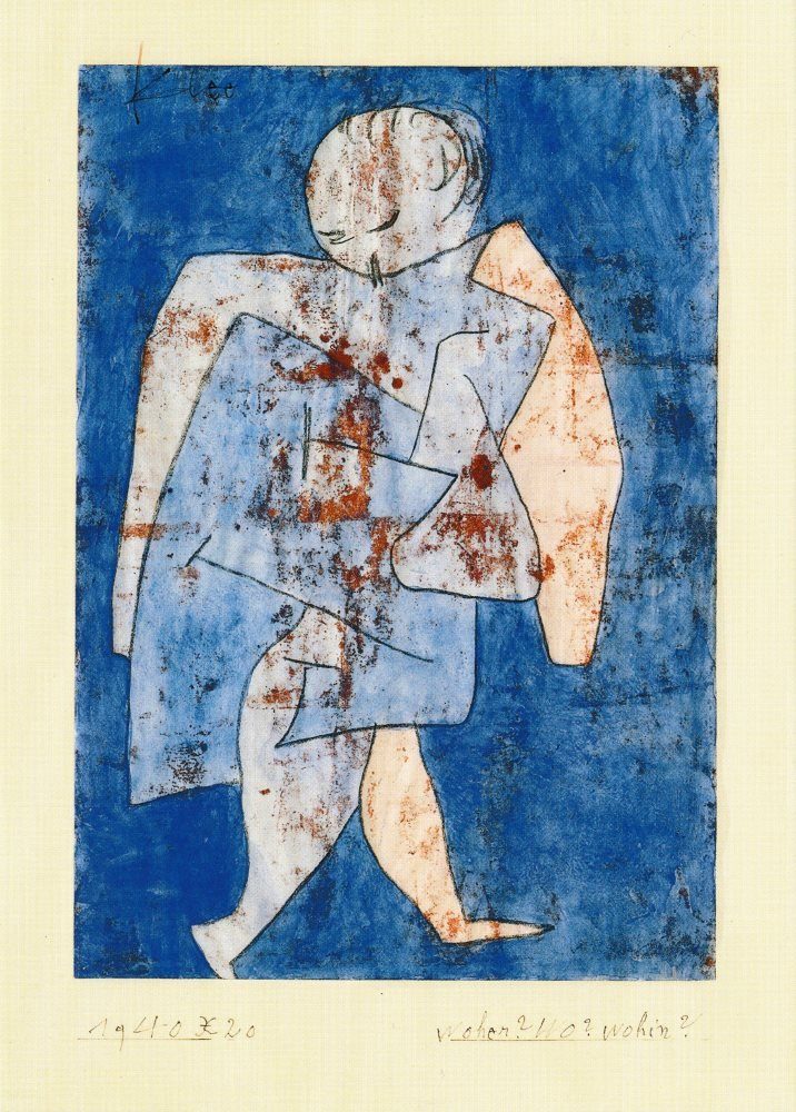 Postkarte Kunstkarte Paul Klee "woher? wo? wohin?"