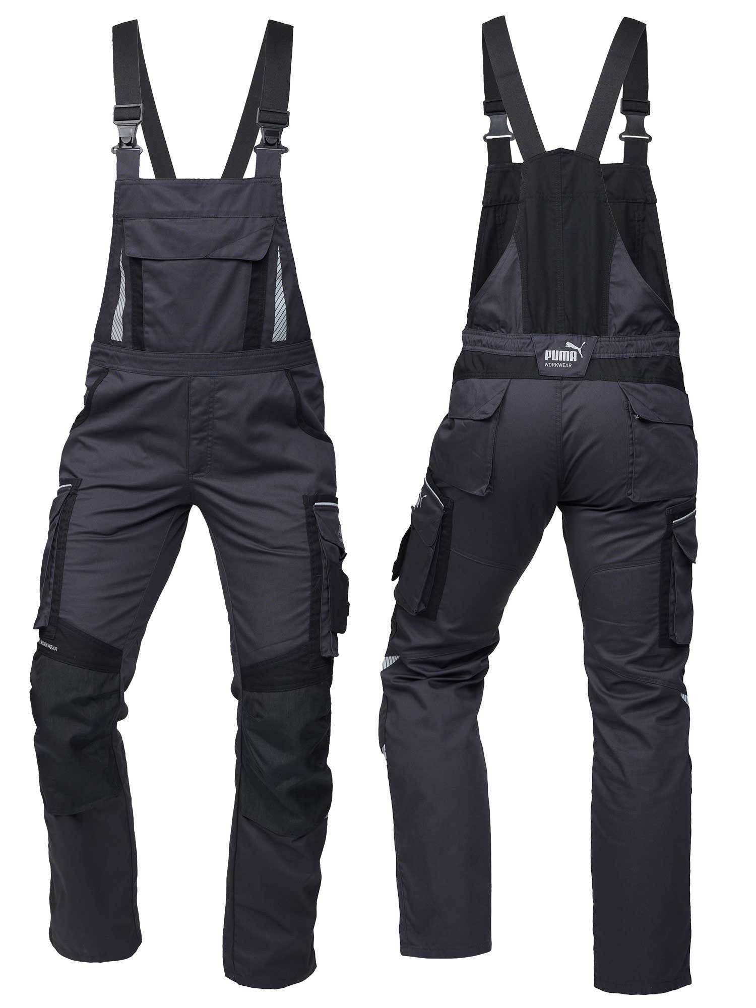 PUMA Workwear Arbeitslatzhose PRECISION X Latzhose Herren - Arbeitshose Männer für Handwerk & Bau mit Stretch, Kniepolstertaschen, 9 …