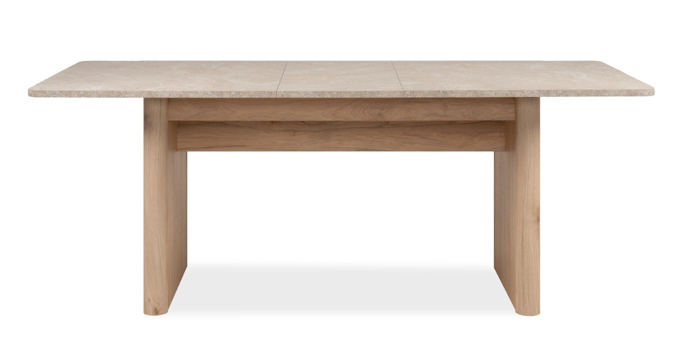 Finori Esstisch Esstisch Sai, Ausziehtisch, Sandstein / Jackson Hickory (No-Set), 160 cm, ausziehbar, Küchentisch, Tisch, Esszimmertisch
