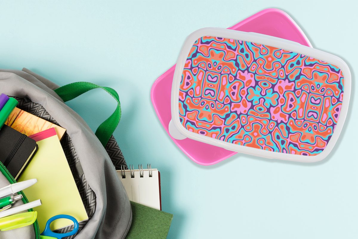 Erwachsene, rosa Kunststoff Brotdose - Lavalamp Abstrakt, Kunststoff, (2-tlg), Muster Mädchen, Snackbox, Lunchbox für Brotbox Kinder, MuchoWow -
