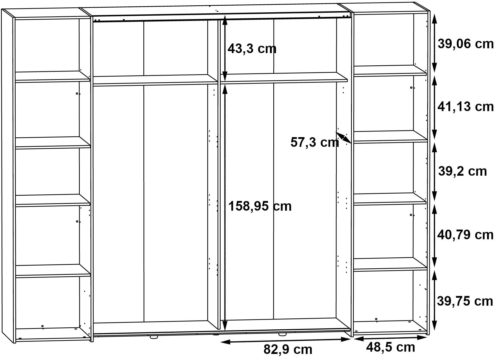 FORTE Kleiderschrank Narago, Kombischrank, Paneele wechselbar (B/H/T ca. 270/210/61cm, Version auch mit Spiegel/ Premiumausstattung) gestalte die Schwebetüren einfarbig oder 2 farbig, Made in Europe