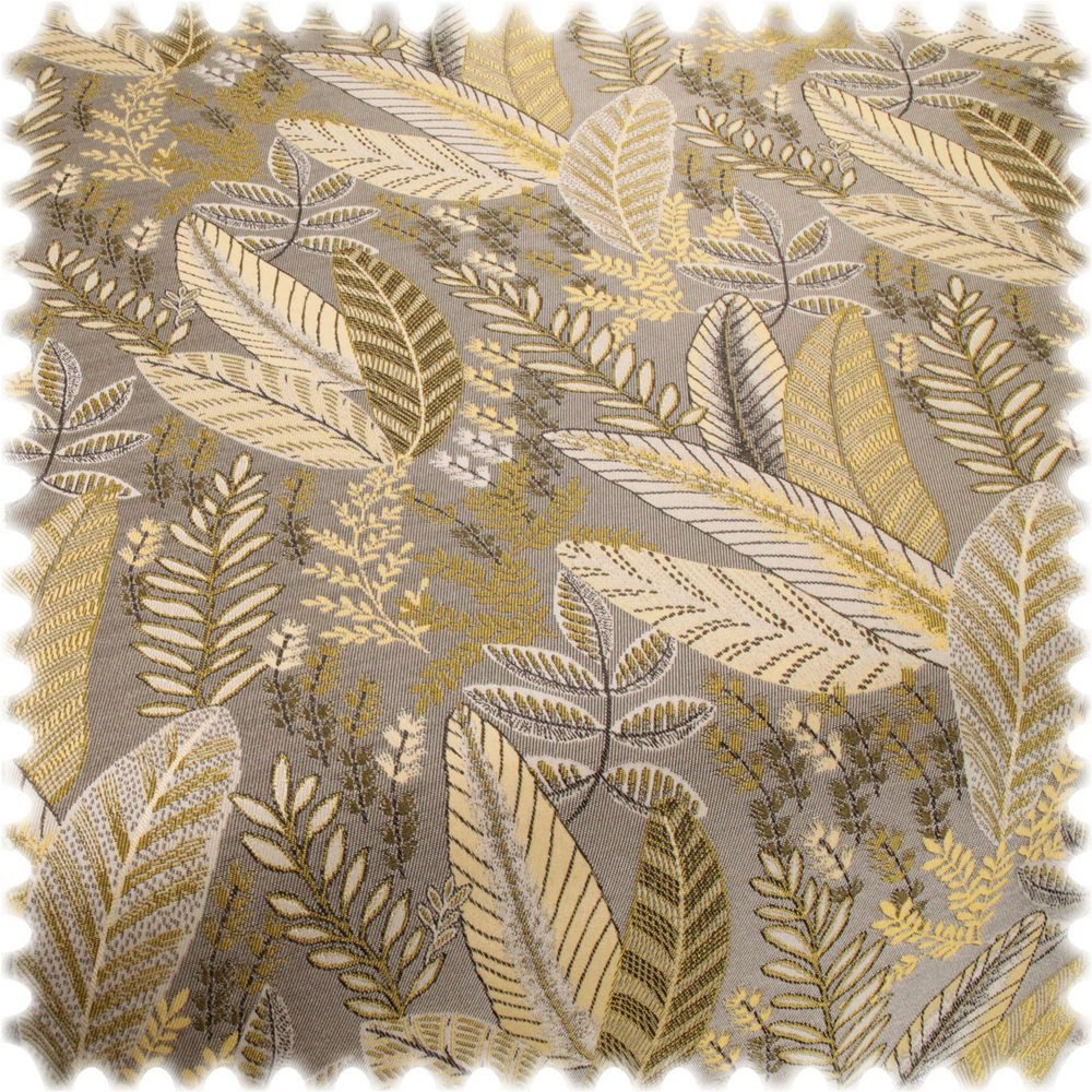 Heiro Stoff Jacquard Flachgewebe Möbelstoff Laurel Gelb, Polsterstoff Meterware - Breite:140 cm