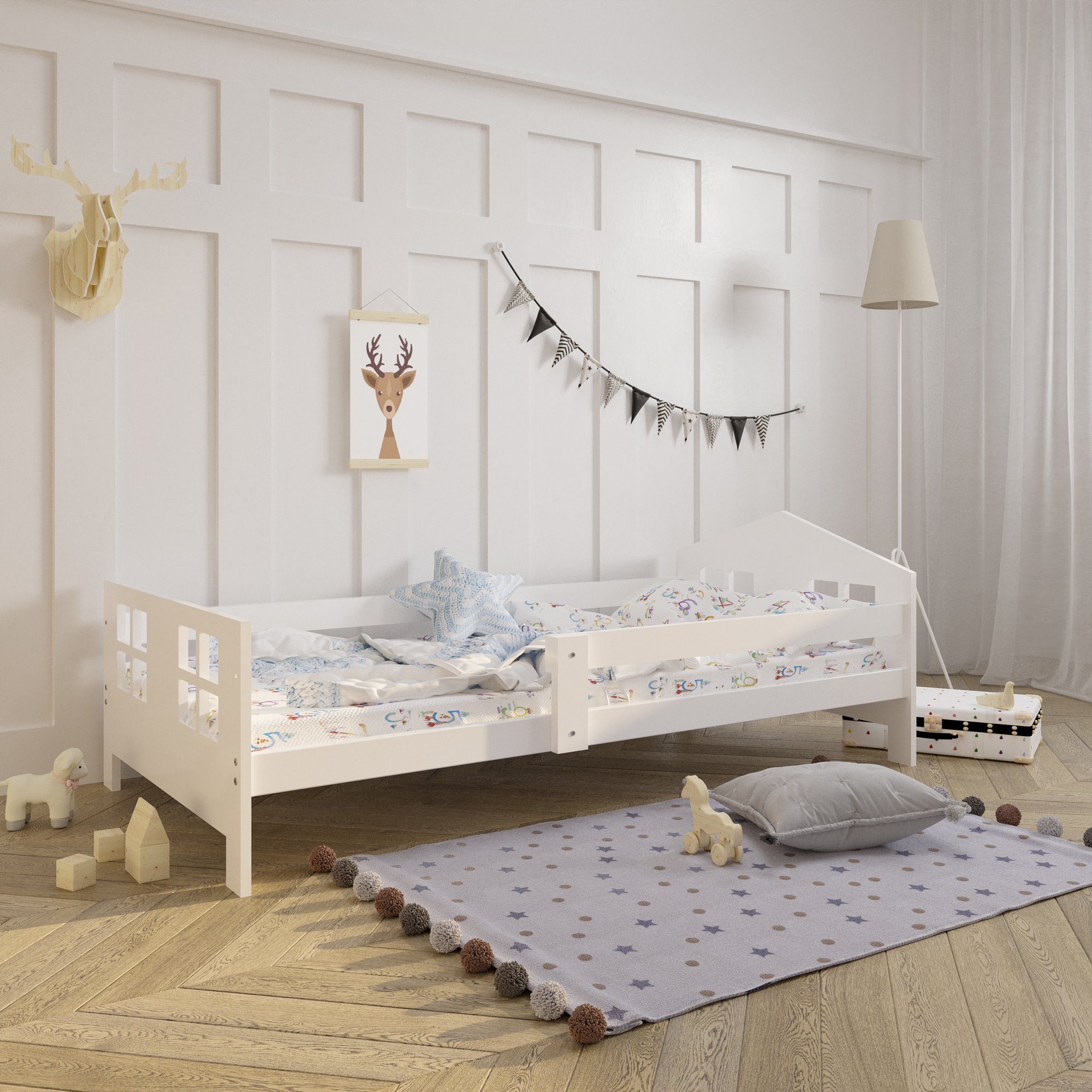 Kids Collective Kinderbett »80x160 cm mit Rausfallschutz und Lattenrost, Schublade optional