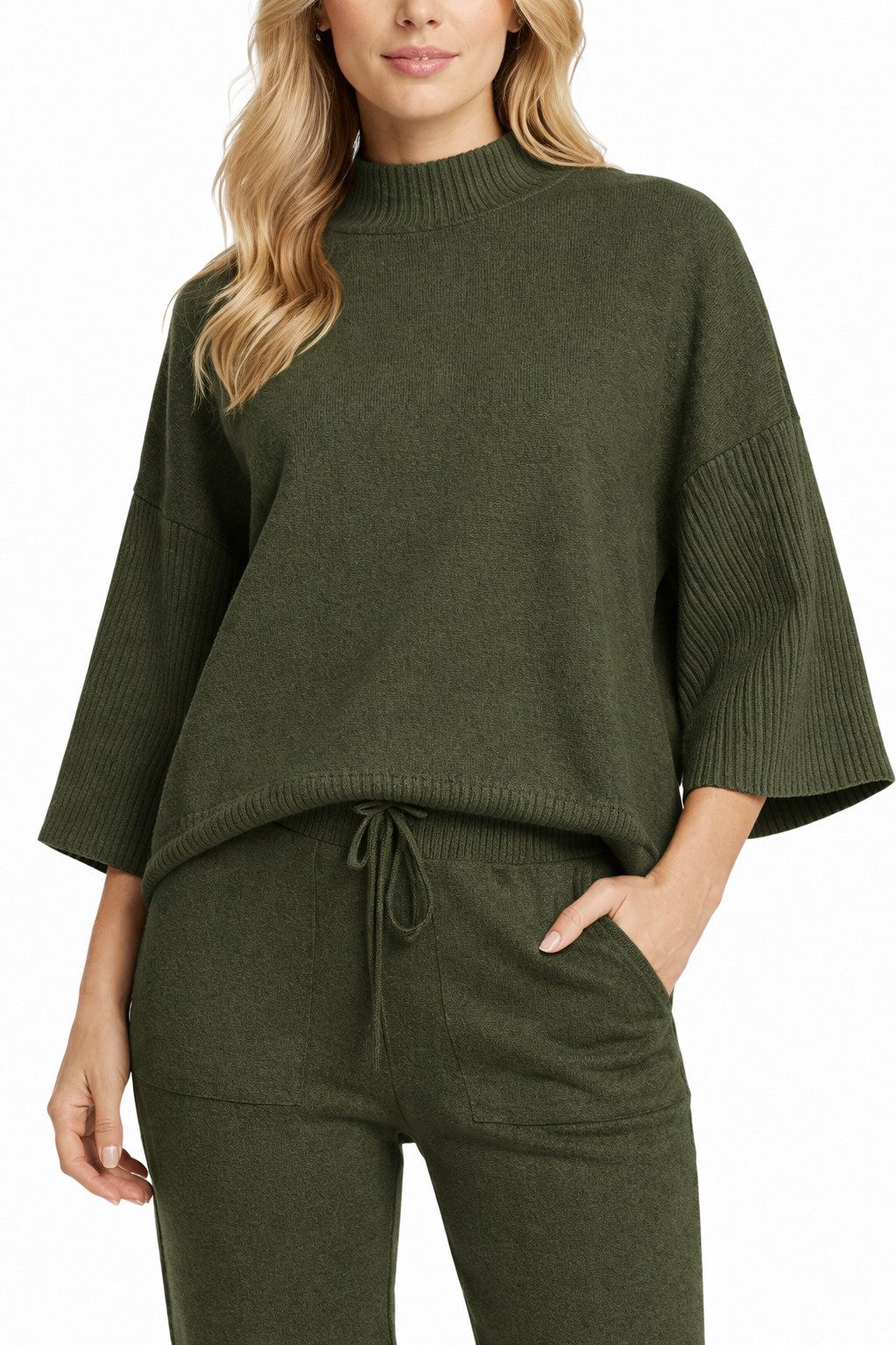 Mississhop Strickhose Damen Strick Zweiteiler – Pullover mit Hose, weicher Stoff M.412