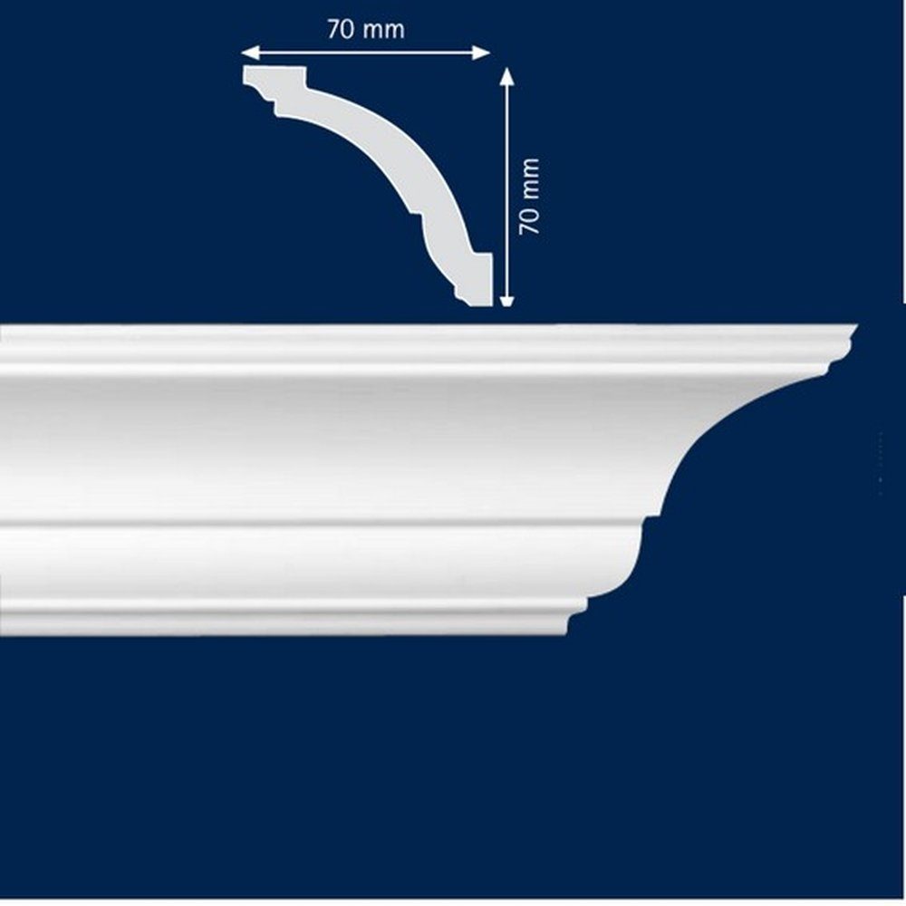 PROVISTON Stuckleiste Polystyrol, 70 x 70 x 2000 mm, Weiß, Deckenleiste