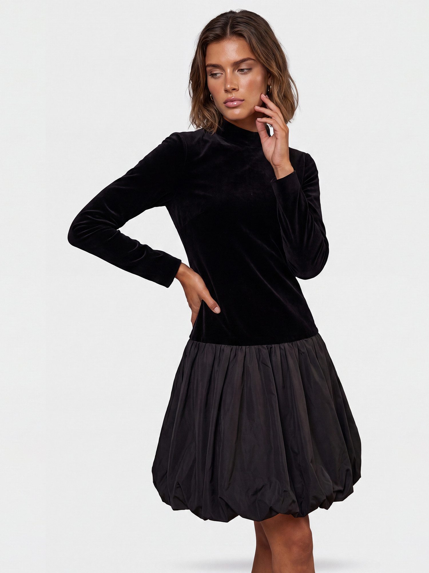 Apart Midikleid mit Ballonrock aus Taft