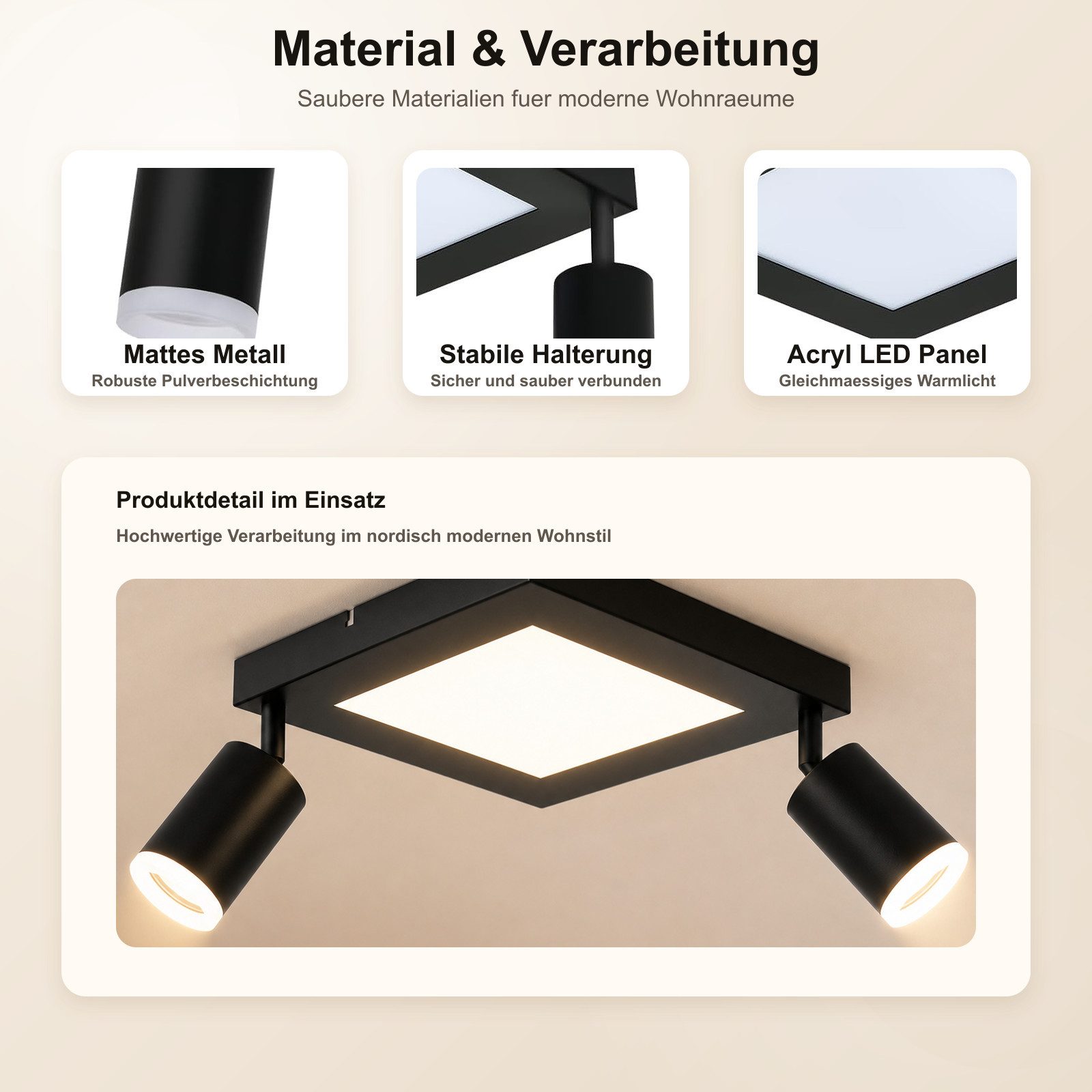 ZMH Deckenstrahler 2 Flammig Schwarz/Weiß 3000K Deckenspot Schlafzimmerlampe für Flur, Augenschutz, Einfache Installtion, LED fest integriert, ohne Leuchtmittel, Schwenkbar 350° GU10 20W (LED Chips) Deckenlampe