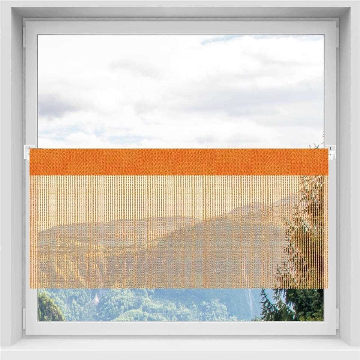 Bistrogardine - Arsvita, Küchengardine (BxL), Farben Faden 60cm transparent, 150cm Vorhang, Orange (1 St), Stangendurchzug x in vers.