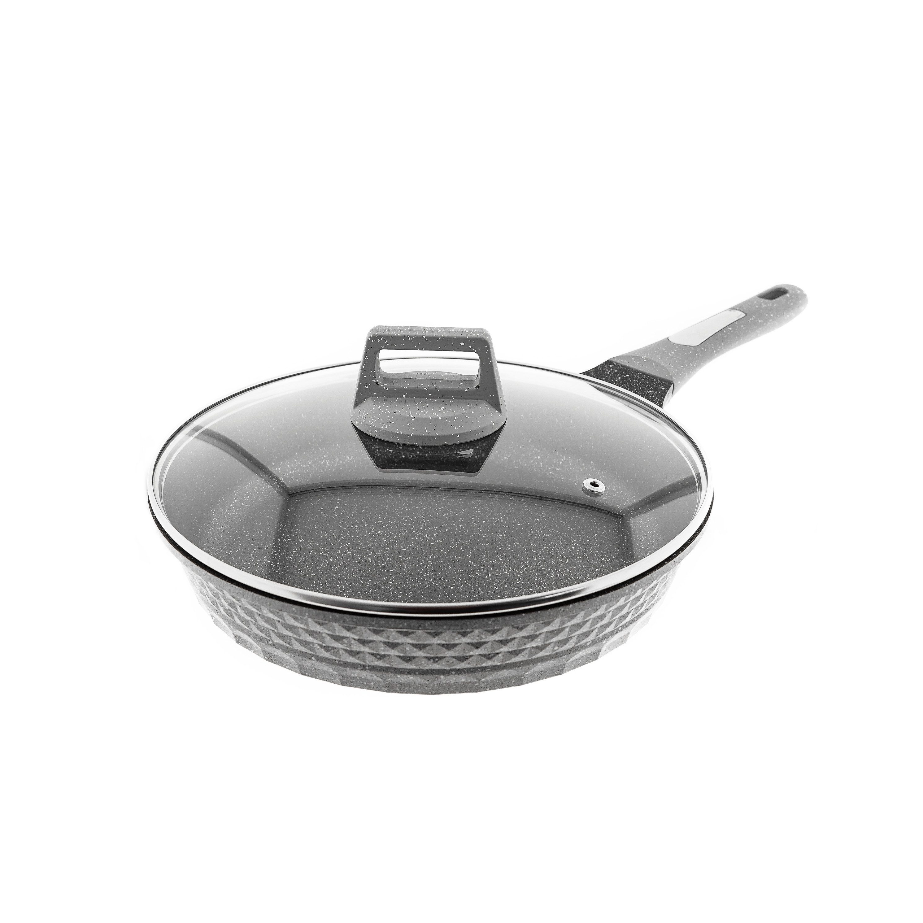 Almina Pfannen-Set Bratpfanne mit Glasdeckel Ø28 cm Aluminium-Druckguss Antihaft