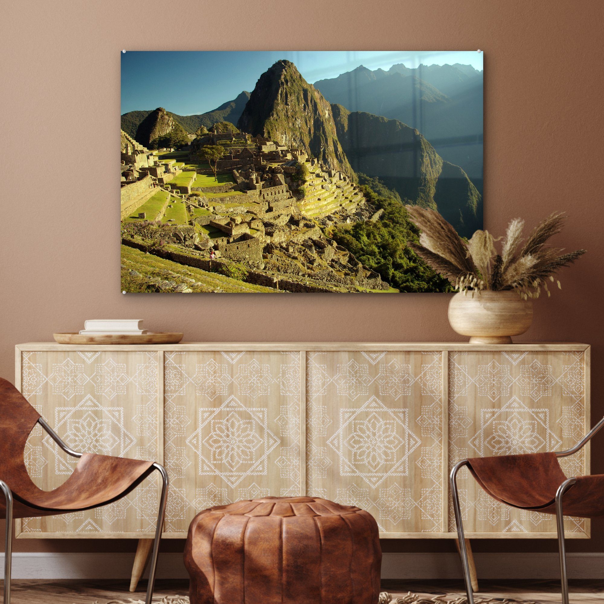 St), & Stadt Schlafzimmer in Wohnzimmer Acrylglasbild MuchoWow der Cuzco, (1 Acrylglasbilder peruanischen Machu Picchu