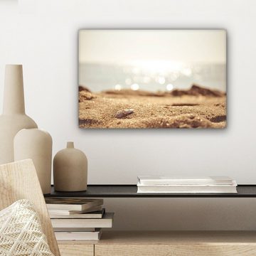 OneMillionCanvasses® Leinwandbild Strand - Sand - Muschel, (1 St), Wandbild Leinwandbilder, Aufhängefertig, Wanddeko, 30x20 cm