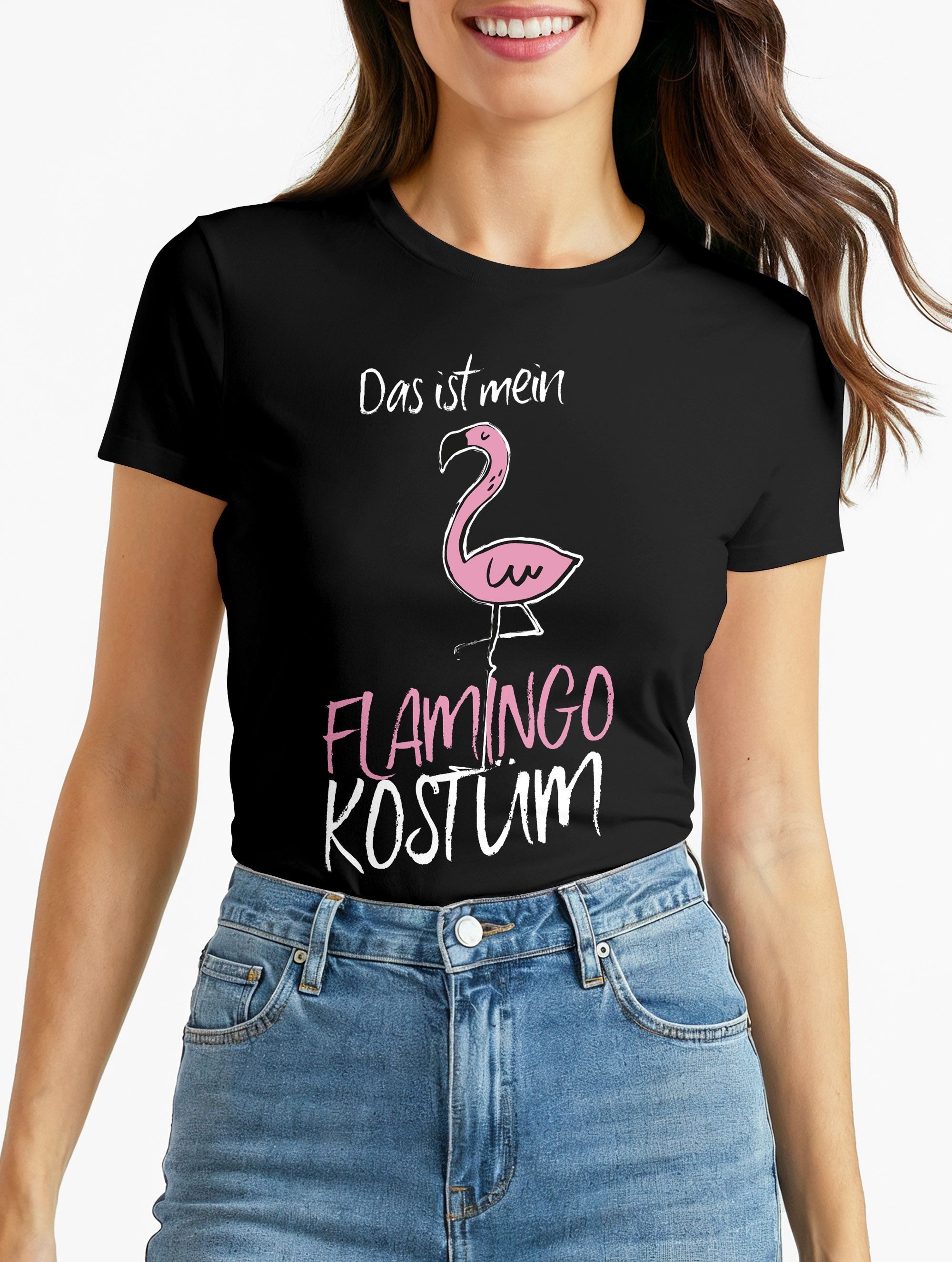 MoonWorks Print-Shirt Damen T-Shirt Fasching Das ist mein Flamingo Kostüm M günstig online kaufen