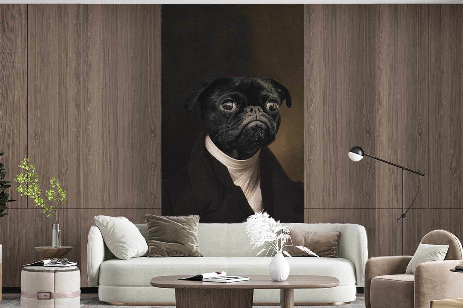 für Fototapete Wohnzimmer Kunst Hund MuchoWow Tiere, - Schlafzimmer Fototapete - (2 Küche, Matt, St), bedruckt, Vliestapete